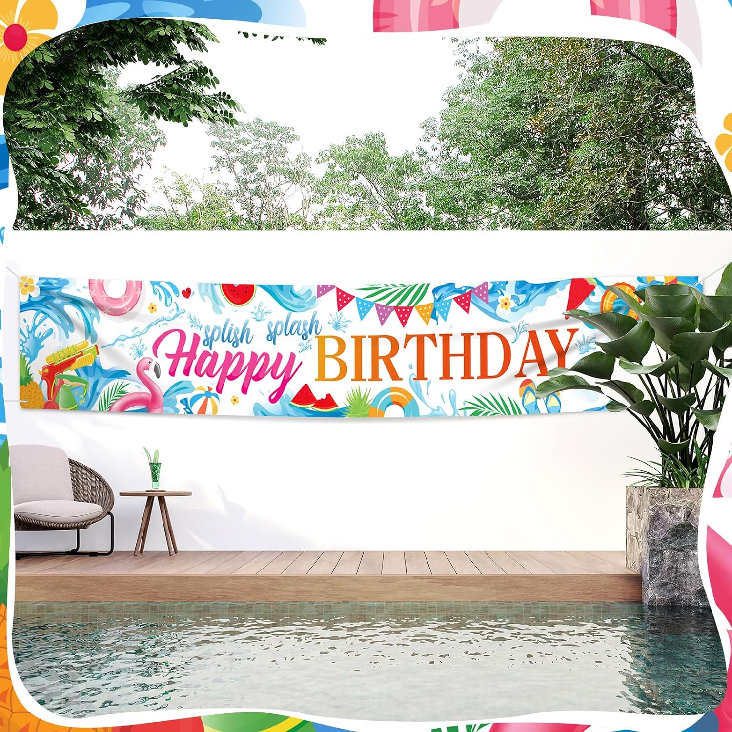 Splish Splash Summer Birthday Decor Banner 118 x 20 Inch
