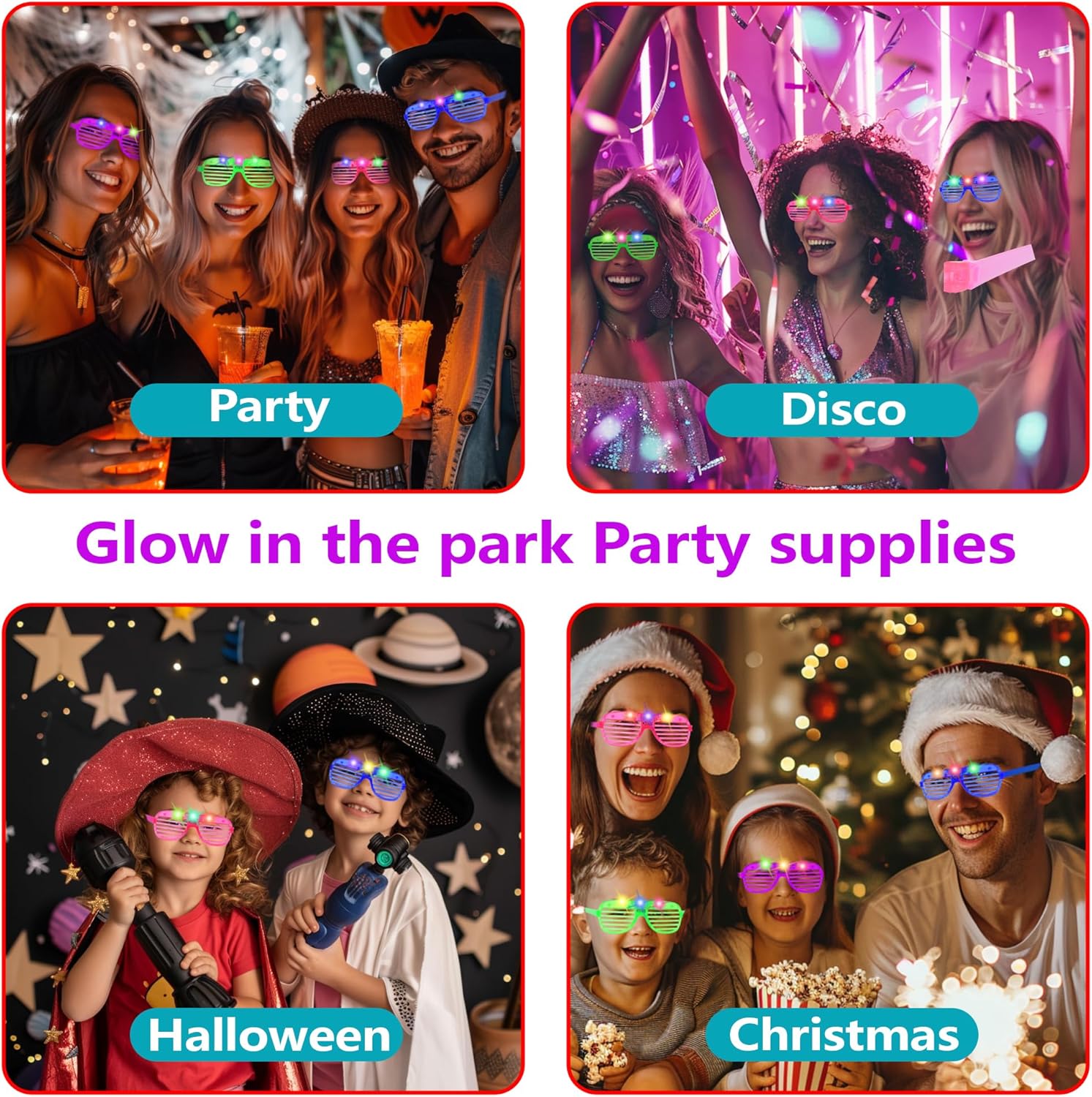 40 Pack LED Glow Glasses for Kids and Adults