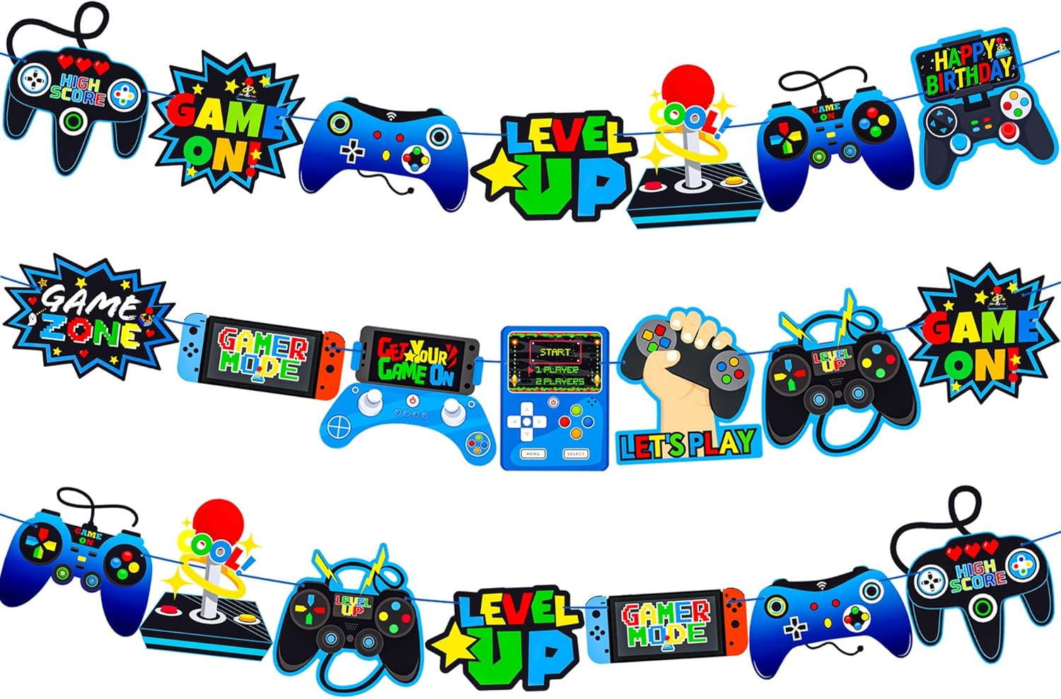 3pcs Video Game Controller Decor Banners for Kids Party