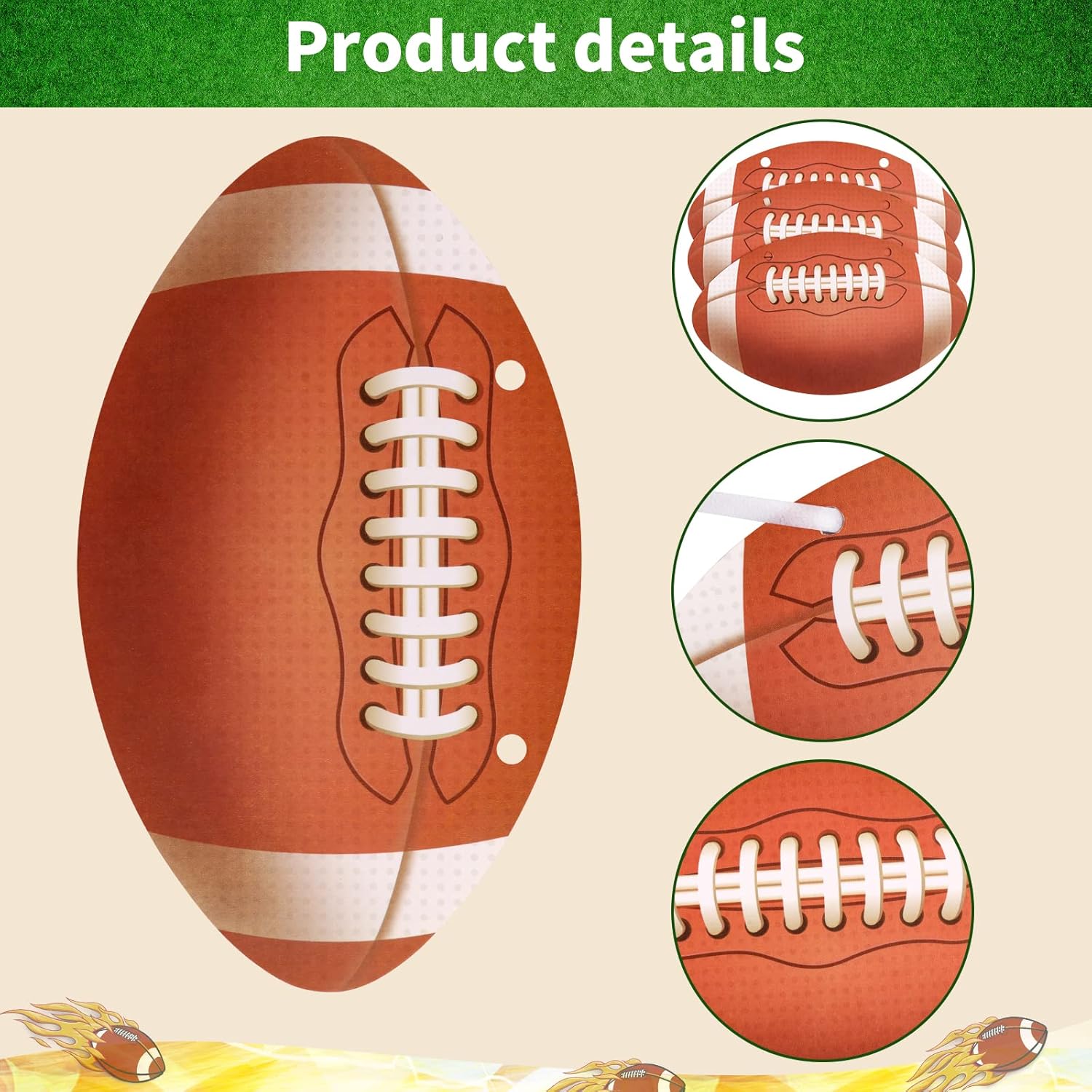 4 Pack Football Banners Garland for Football Party Decorations