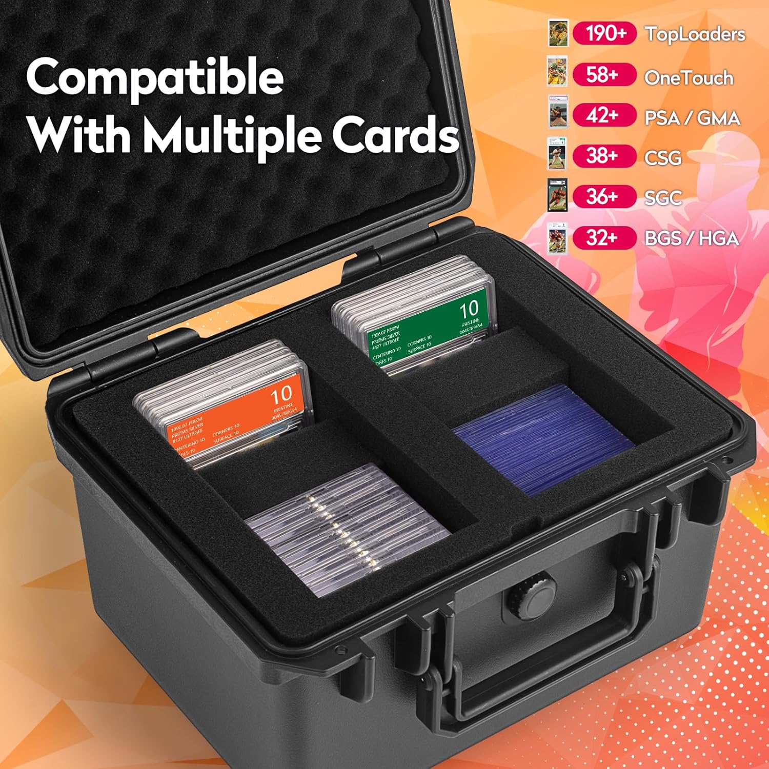 CampFENSE Graded Card Storage Box with Magnetic Holder and Waterproof Case
