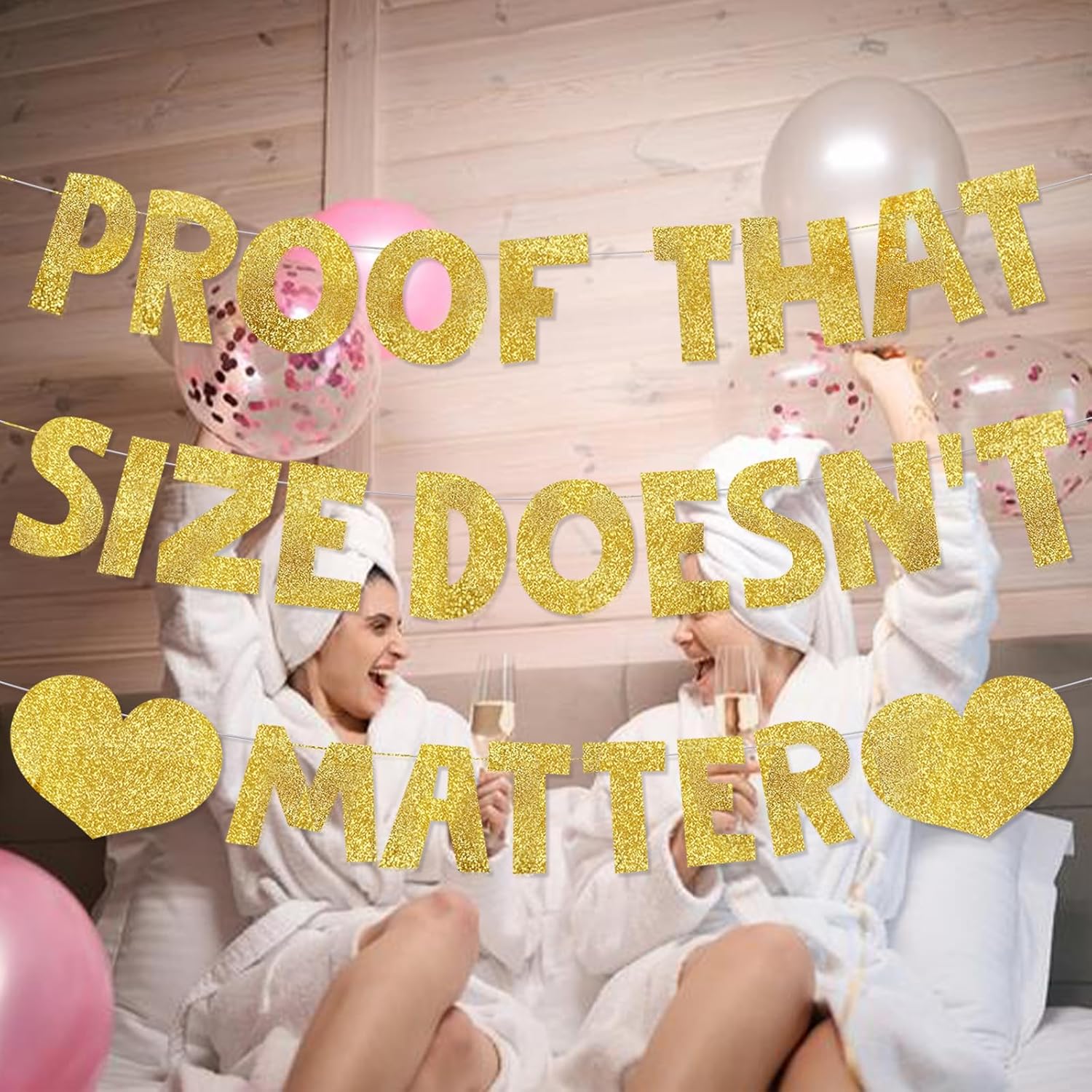 Proof That Size Doesnt Matter Gold Glitter Banner