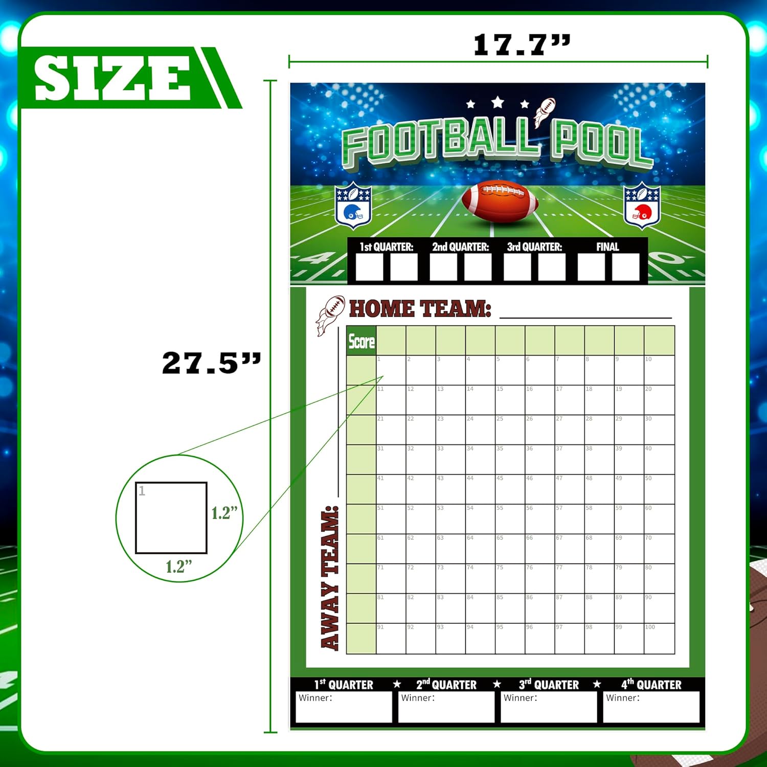 OHOME Football Party Decorations 2 Pack Pool Poster