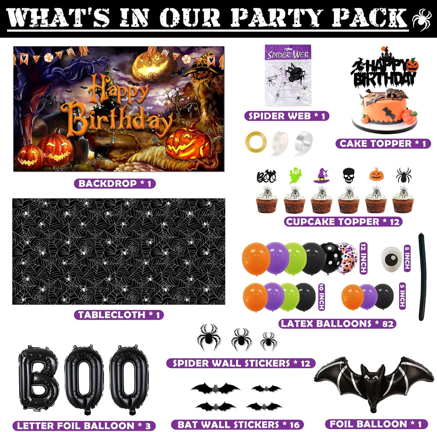 Halloween Birthday Party Decor 105 Pcs Decor Set