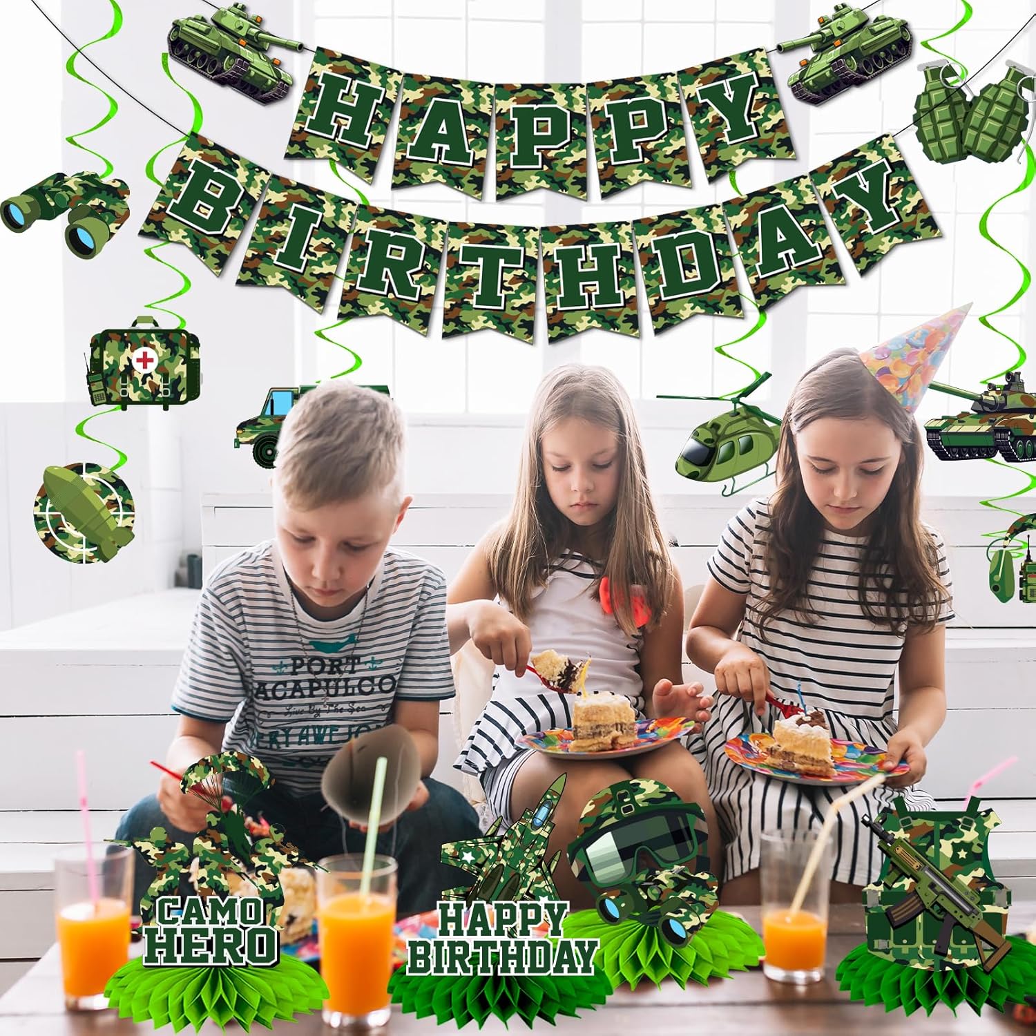 Camo Birthday Decorations for Boys Army Party Supplies