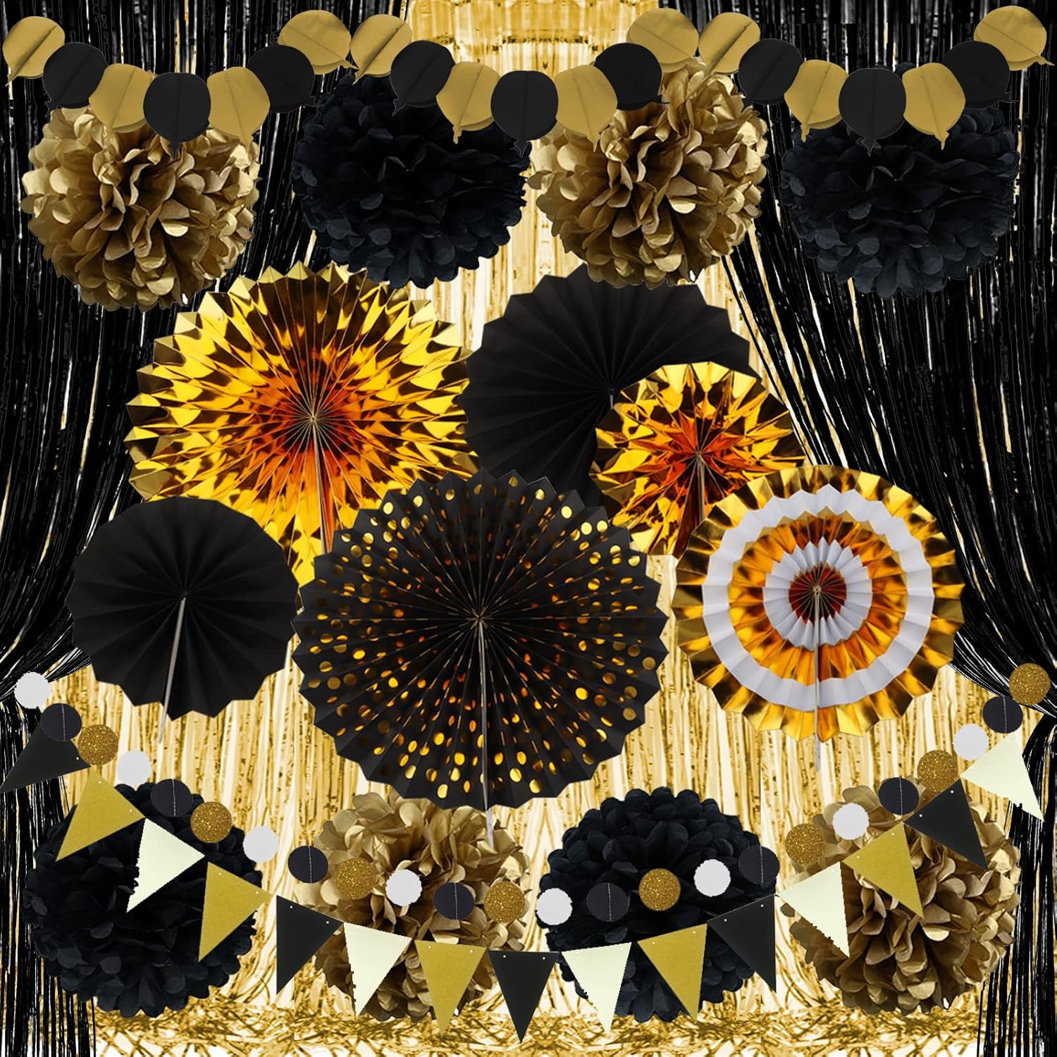 Zerodeco Gold and Black Party Decorations