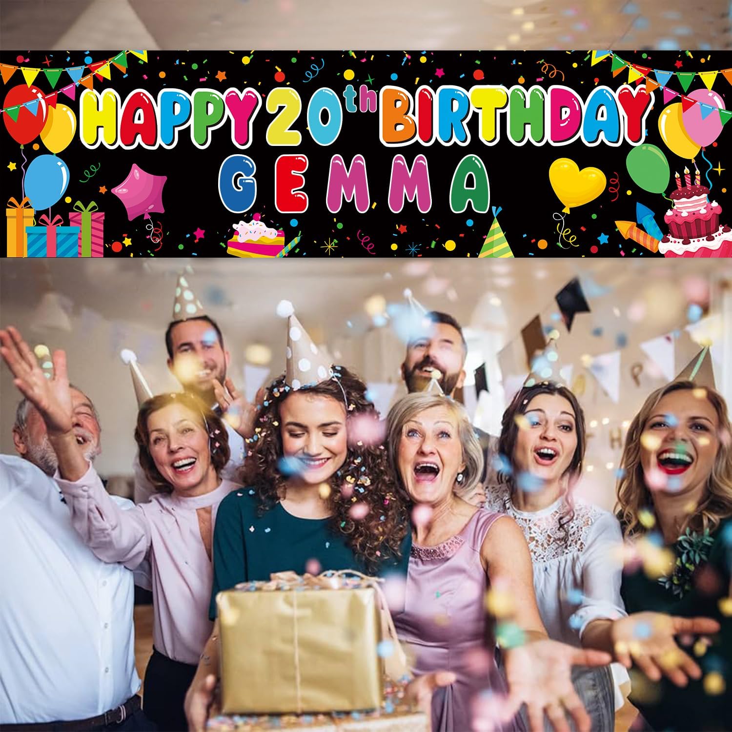 Personalized Birthday Banner with Name and Age Stickers