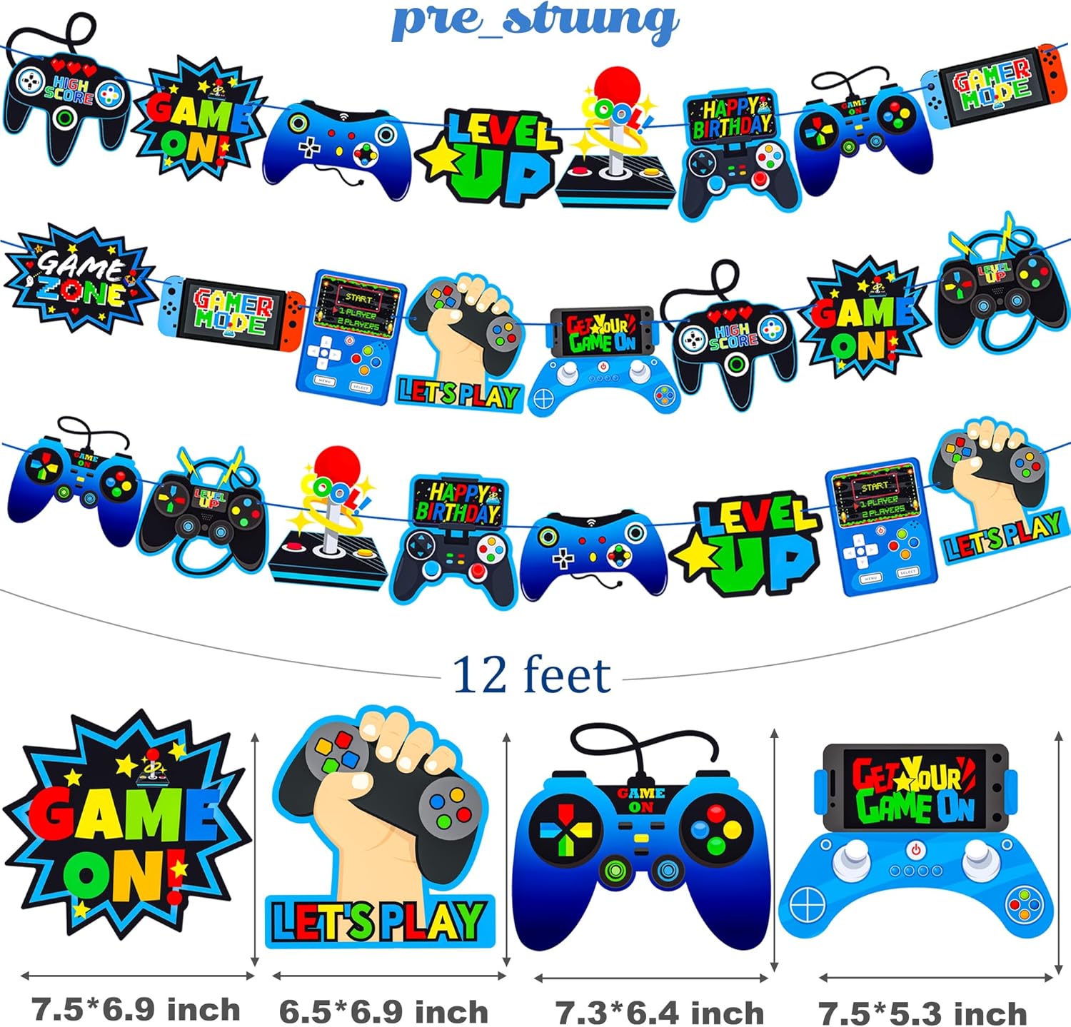 3pcs Video Game Controller Decor Banners for Kids Party