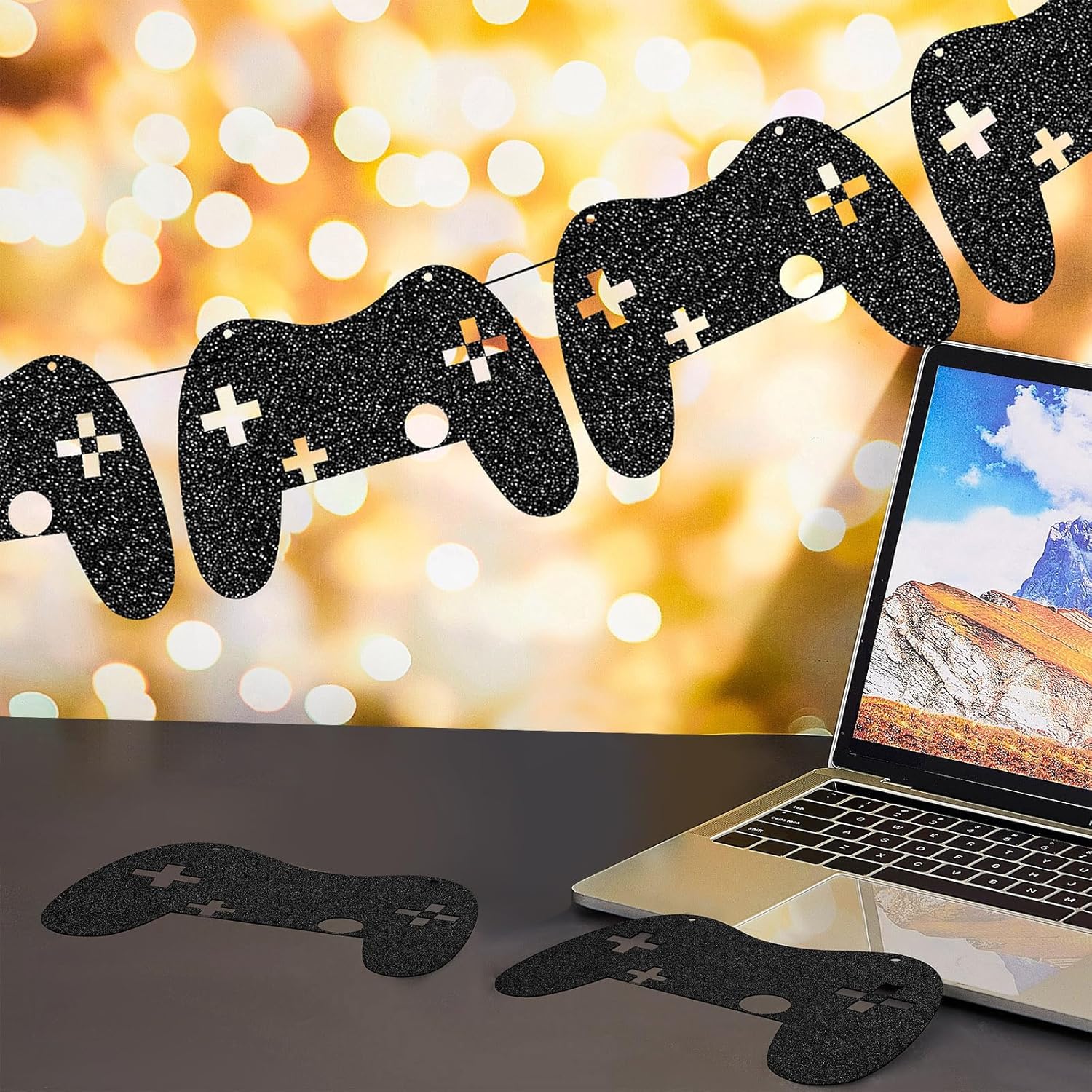 Marspark 2 Pcs Video Game Controller Garland for Birthday Party