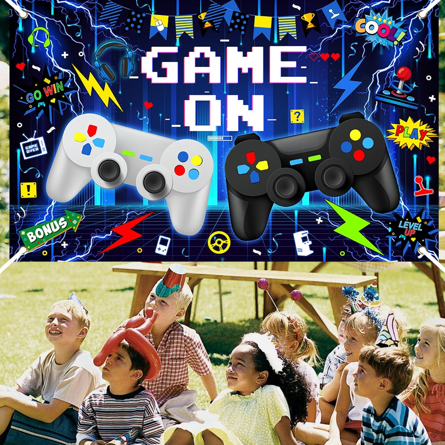 Avezano Video Game Birthday Party Banner for Kids 6x36 ft