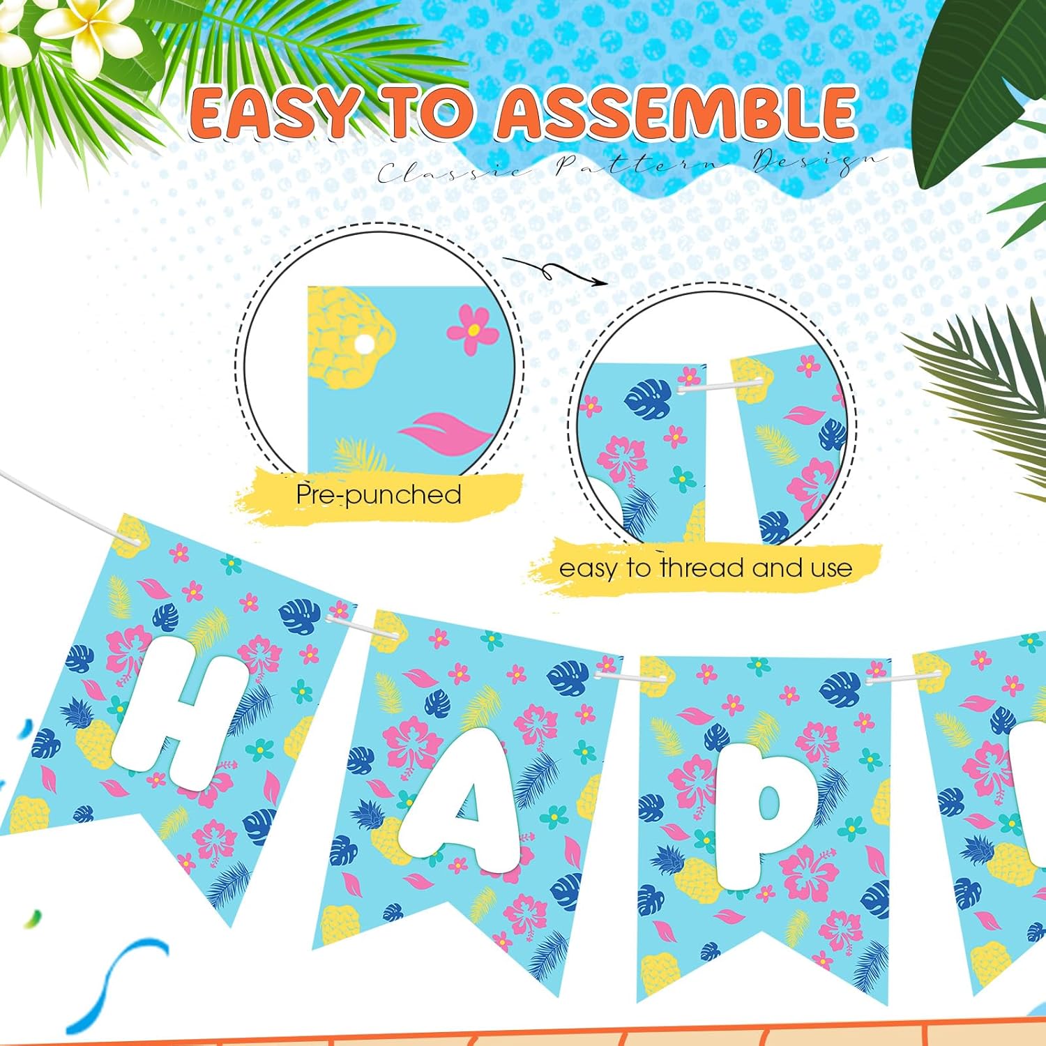 TaoBary Blue Cartoon Happy Birthday Banner