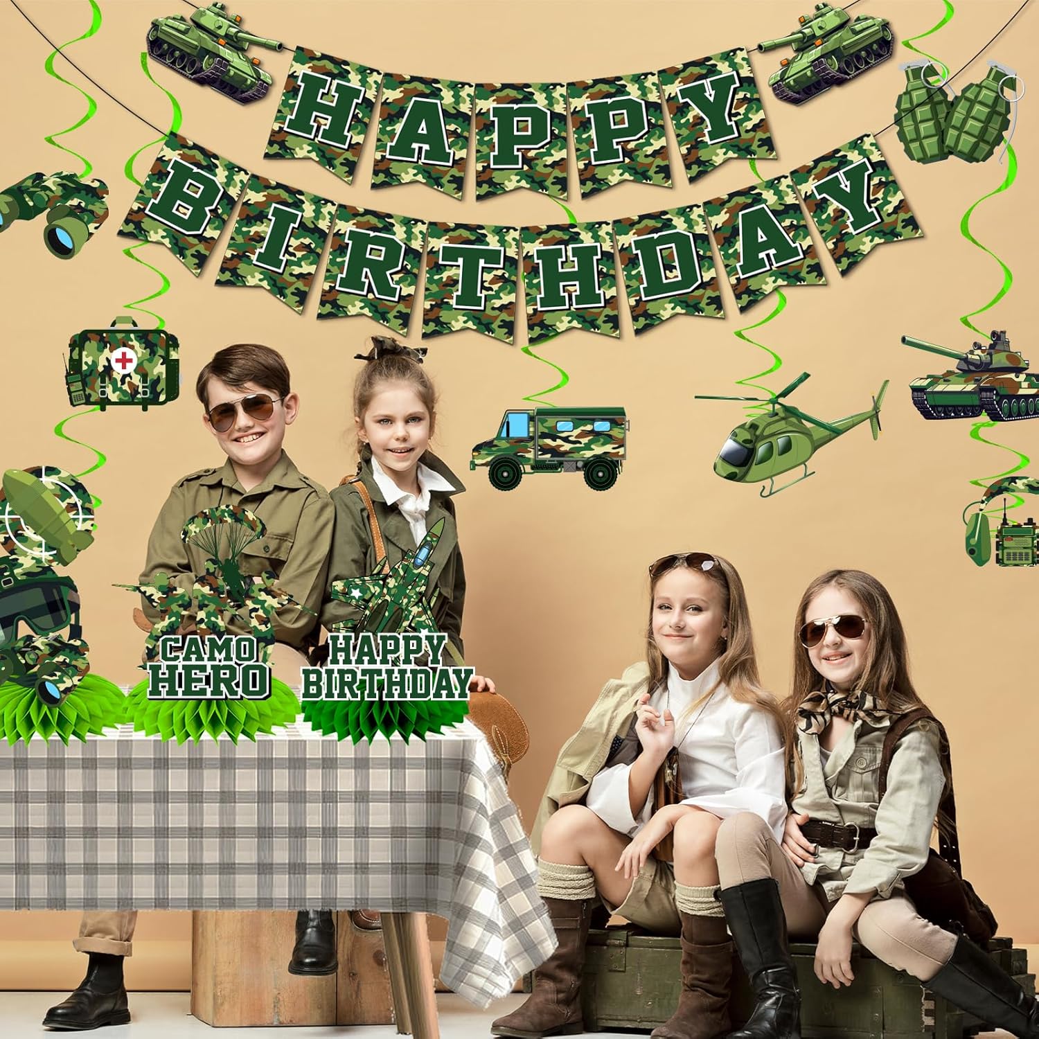 Camo Birthday Decorations for Boys Army Party Supplies