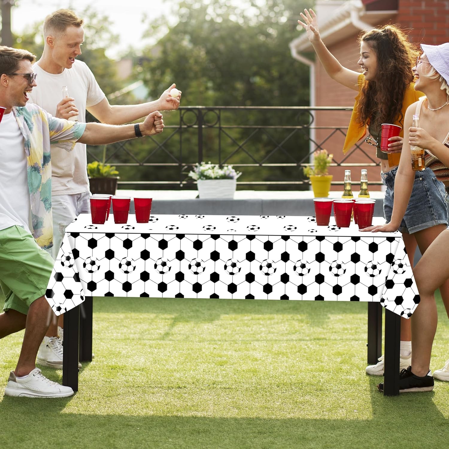 3 Pcs Soccer Party Tablecloths 54x108 Inches Ball Themed Decorations