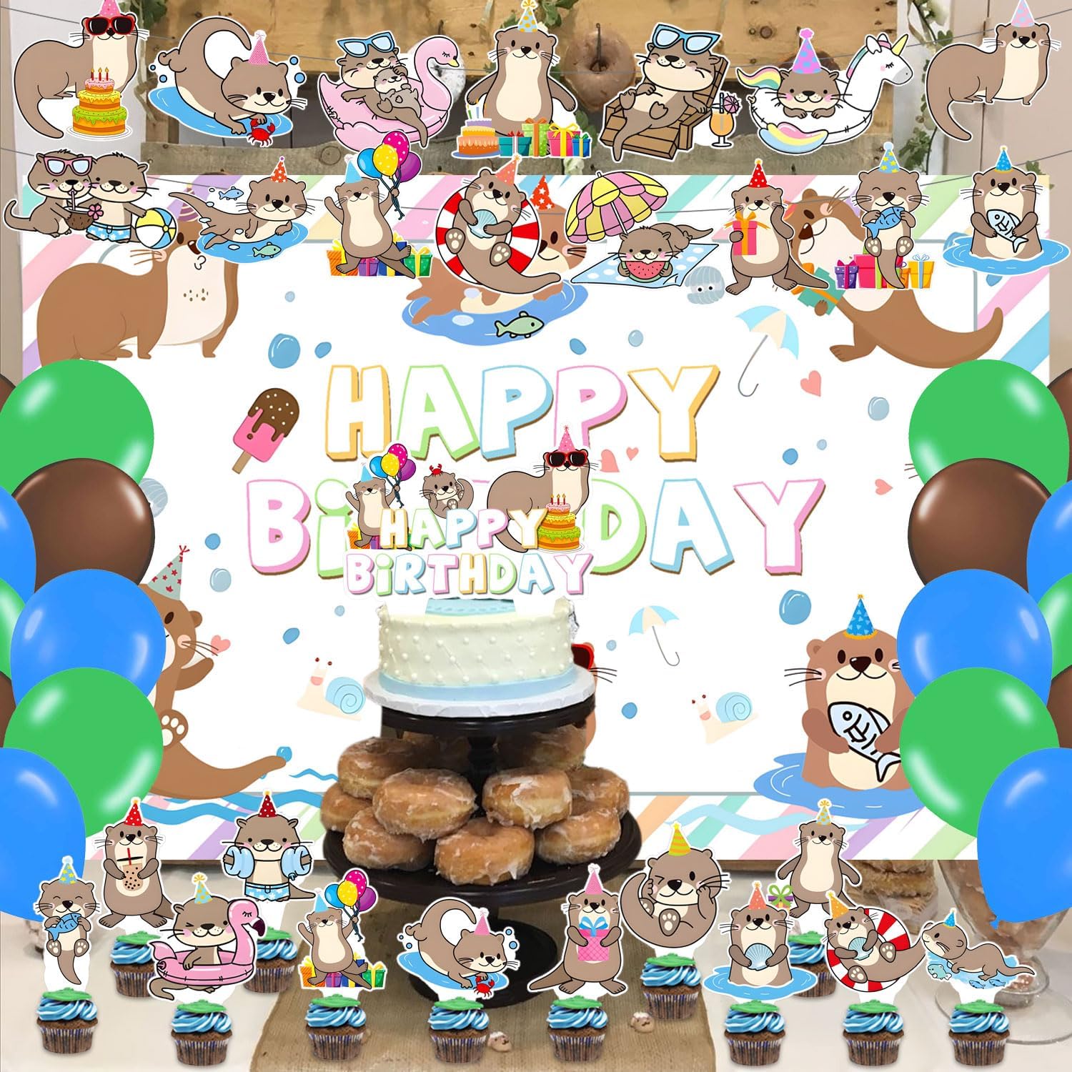 59 Pcs Otter Birthday Party Decor Set
