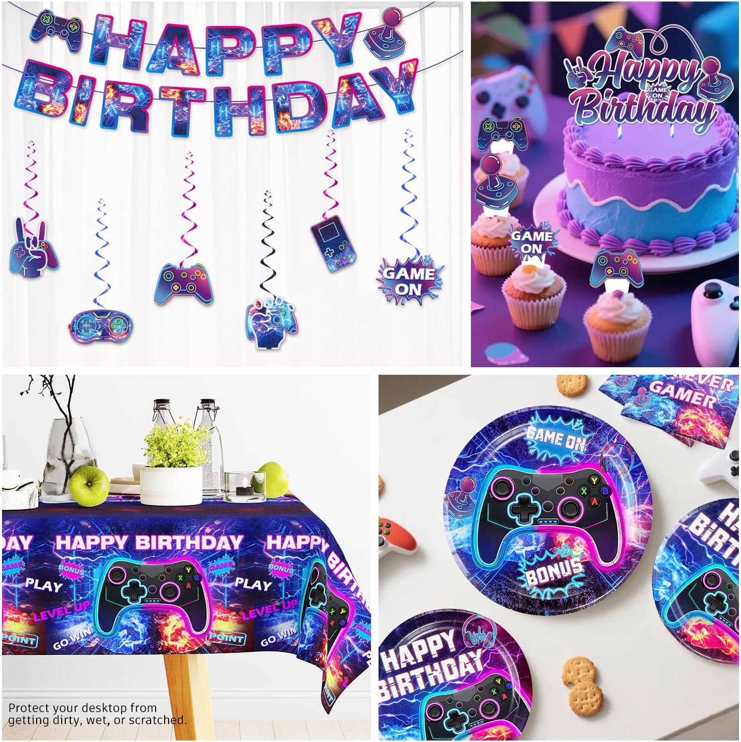 Yingoto 186Pcs Video Game Party Decorations Set