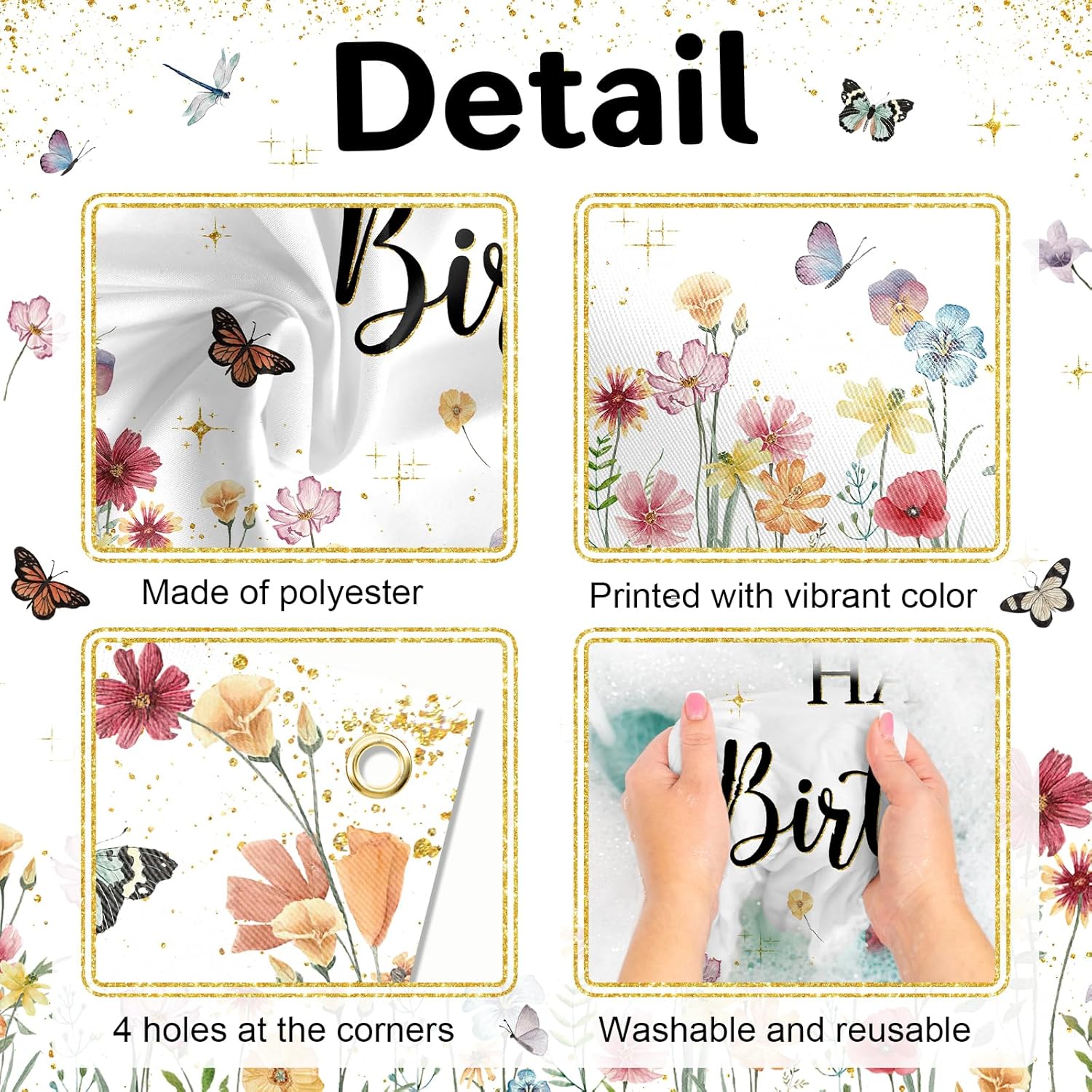 Avezano Wildflower Birthday Banner 6x36ft