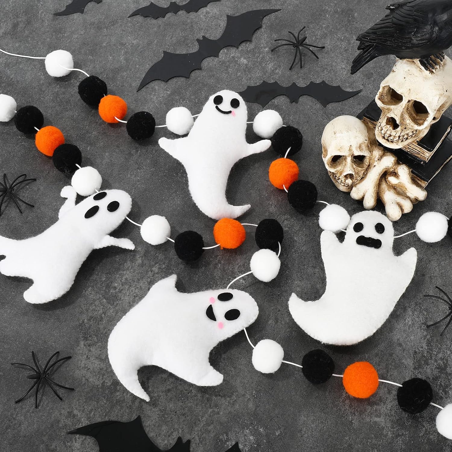 Whaline Halloween Ghost Banner with Oranges and Balls