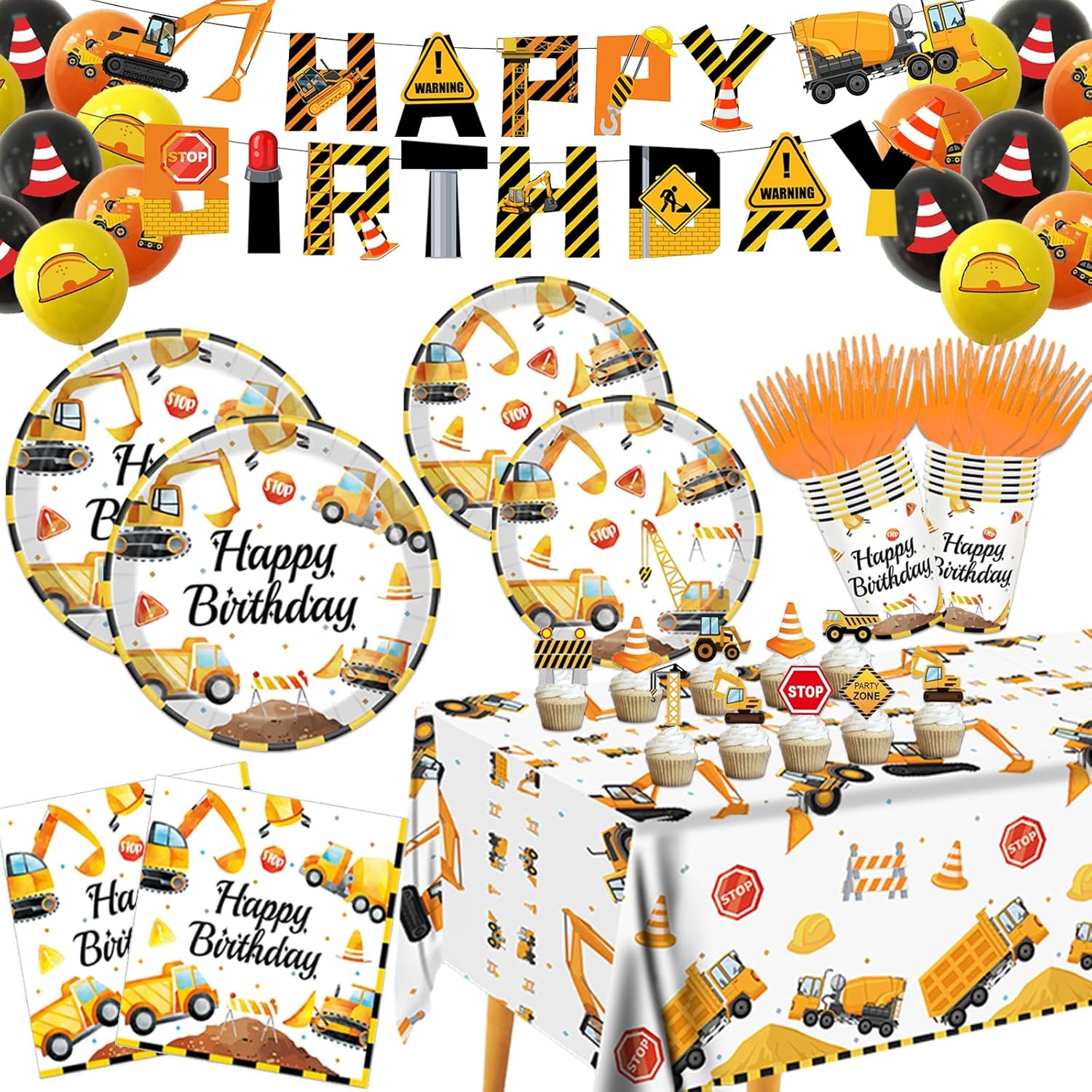 Construction Birthday Party Supplies for 24 Guests