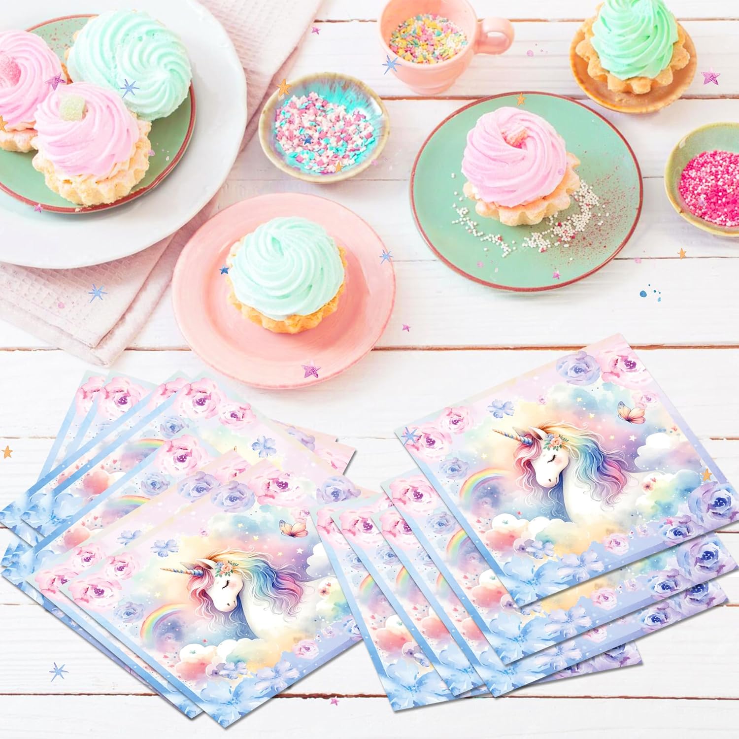 Unicorn Party Napkins 40PCS Rainbow Balloon Design