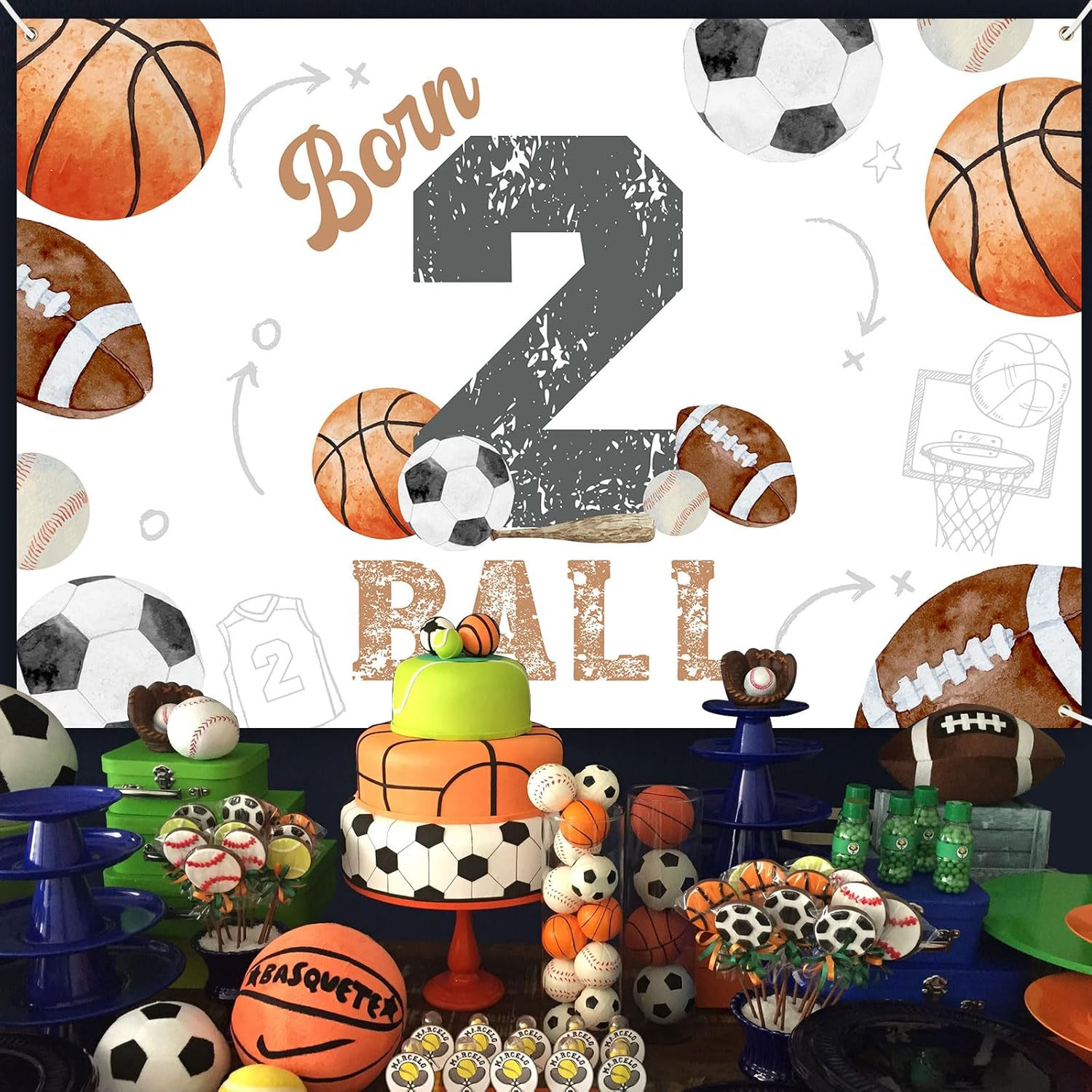 Born Two Ball Birthday Party Decorations with Backdrop Banner