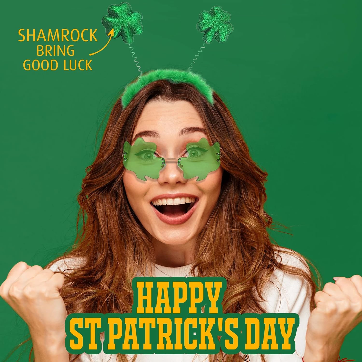 SunnyPro St Patricks Day Shamrock Green Headband