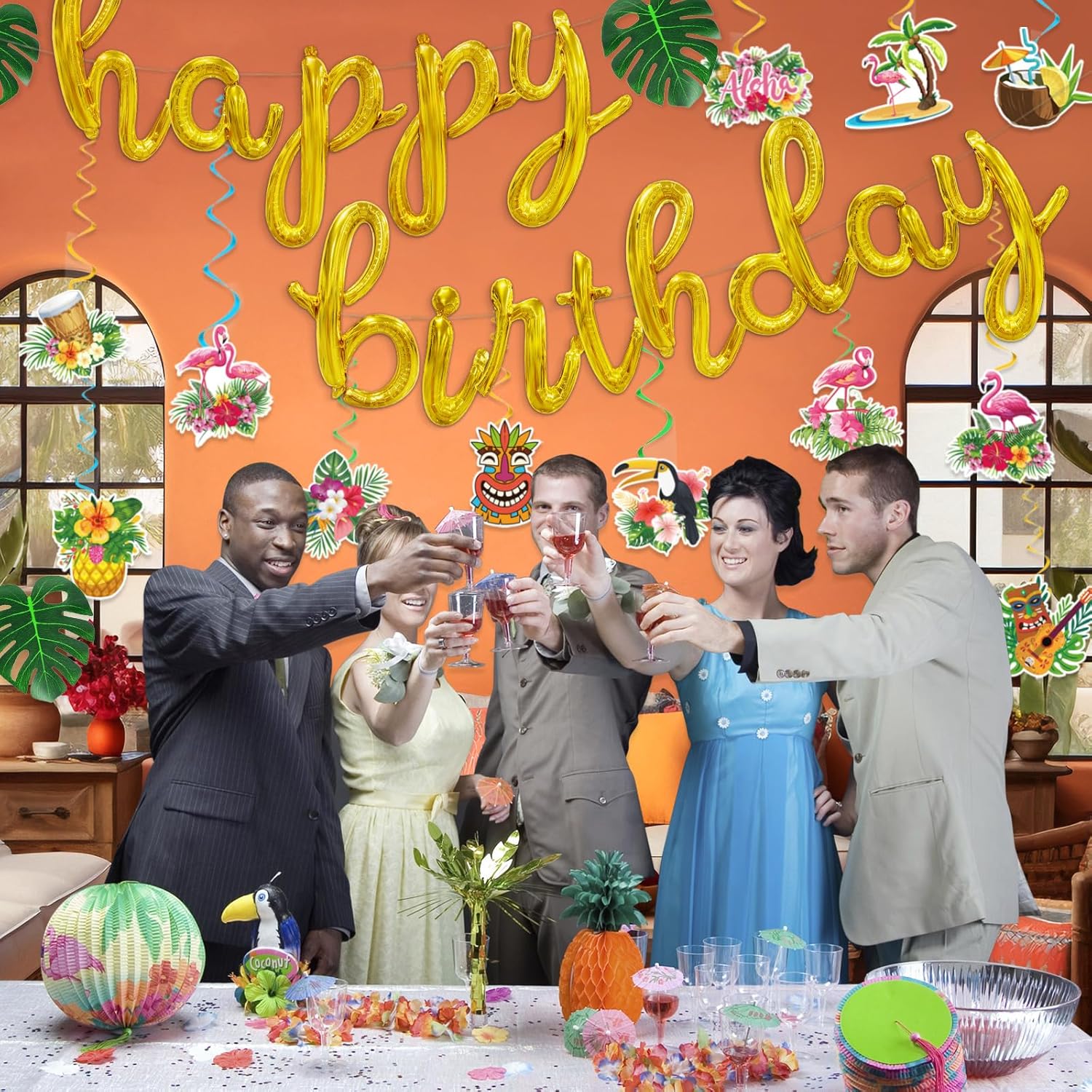 27pcs Tropical Luau Birthday Party Decorations