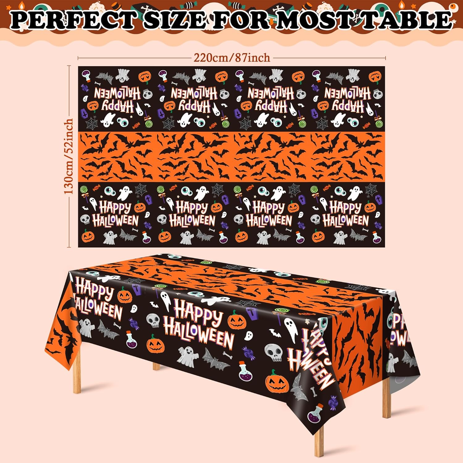 OHOME Halloween Tablecloth Set 2 Pack