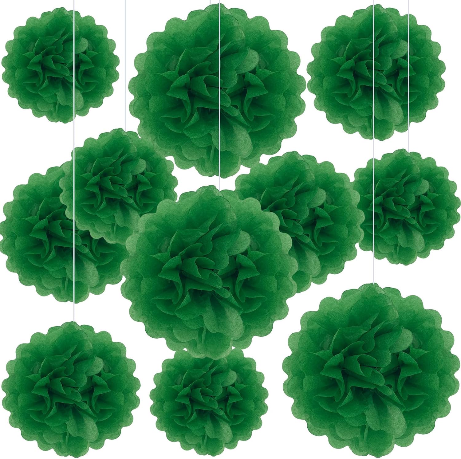 20PCS Green Tissue Paper Pom Poms for Party Decor