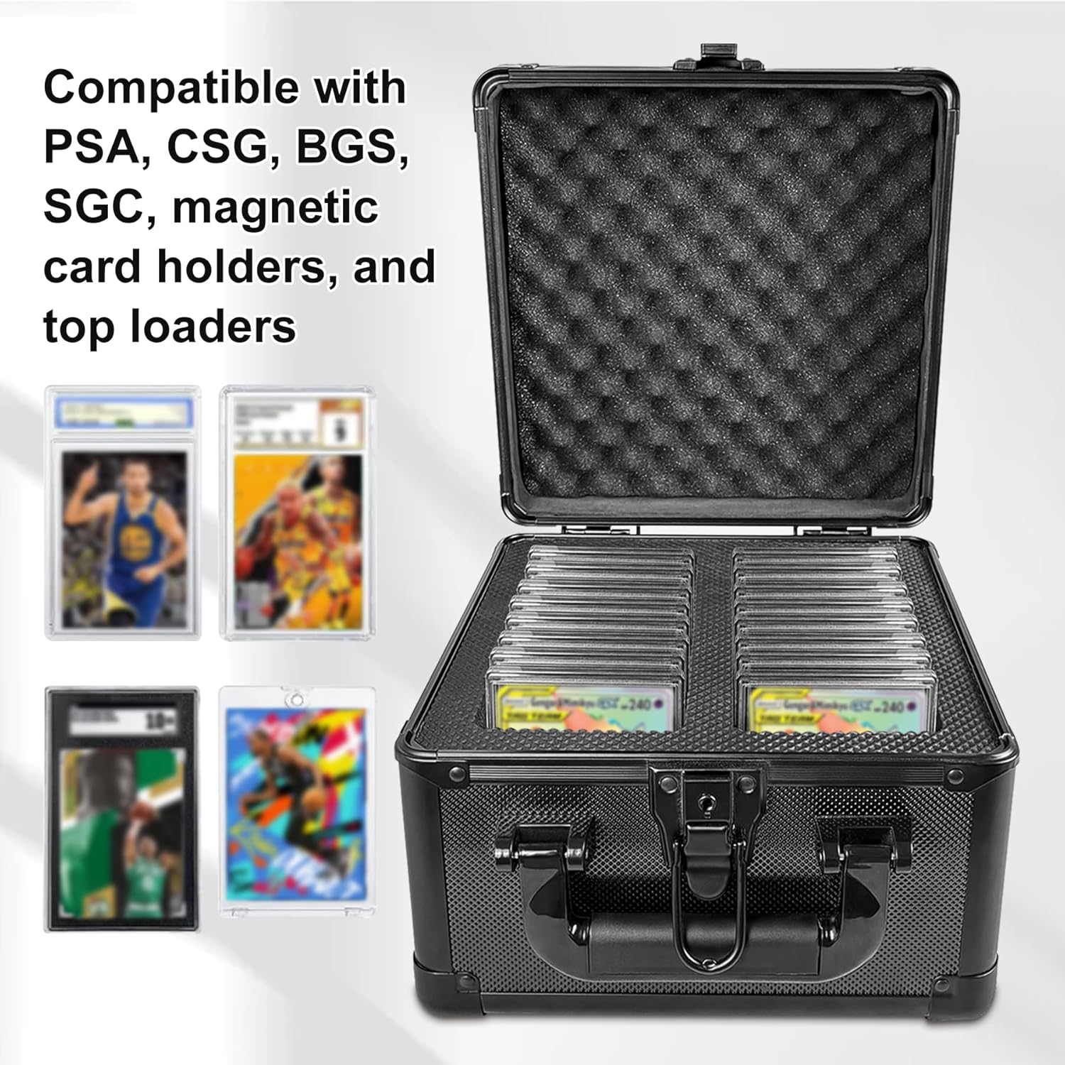 Aluminum Alloy Graded Card Storage Box with Two Rows Black