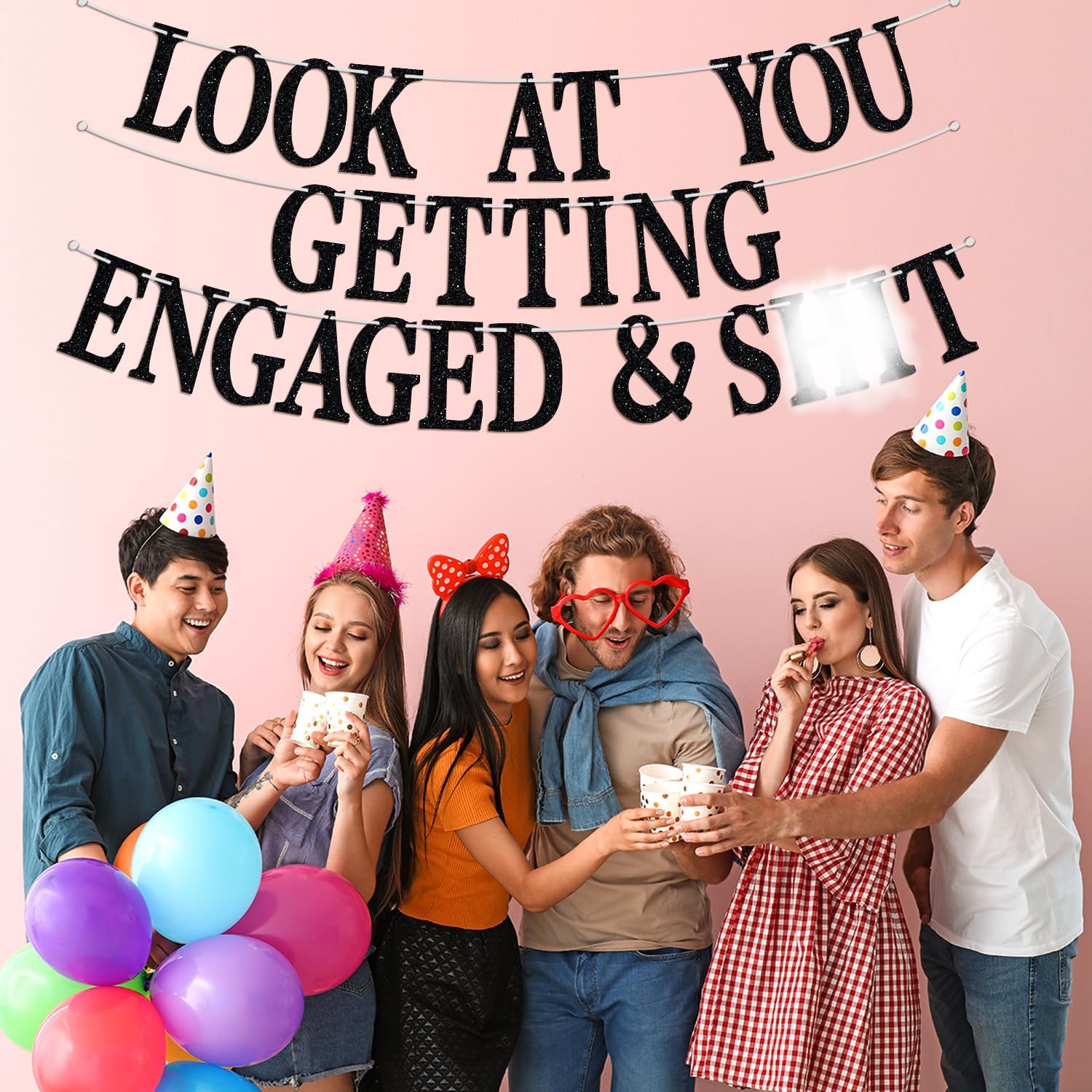 Look At You Getting Engaged Banner for Wedding Party