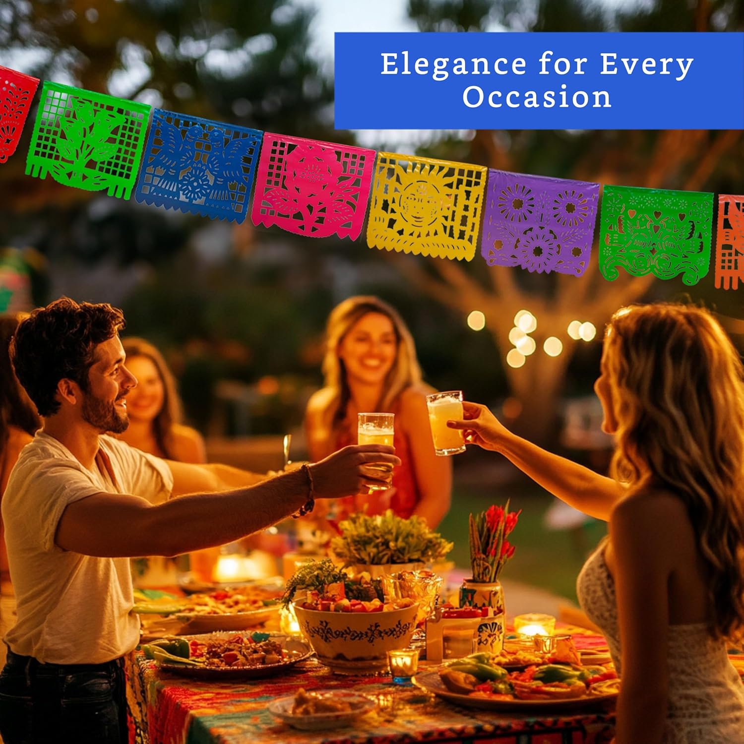 Mexican Party Banners 5 Pack with 10 Plastic Flags