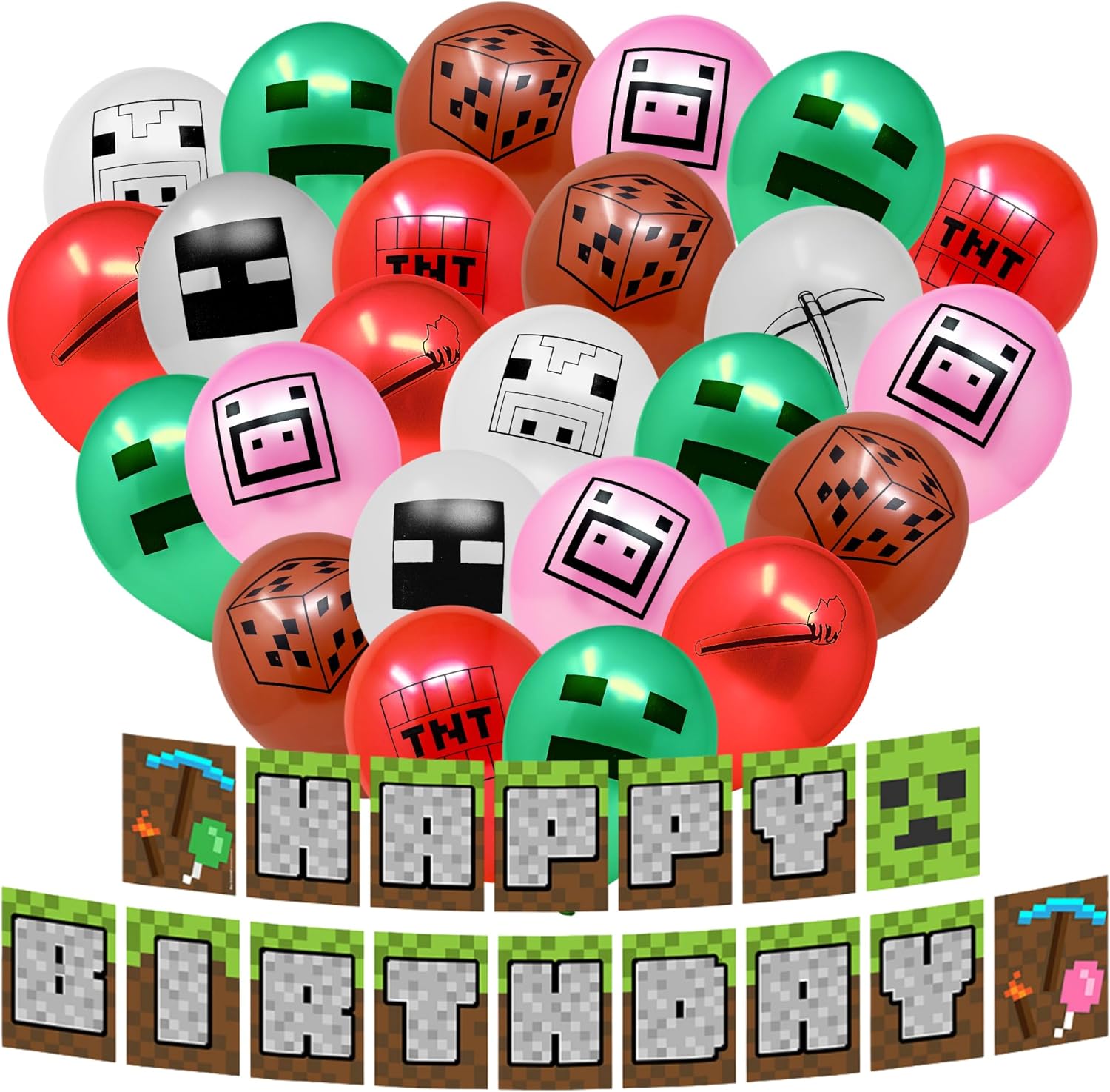 Mining Fun Banner and 48 Pcs Balloons Party Decor