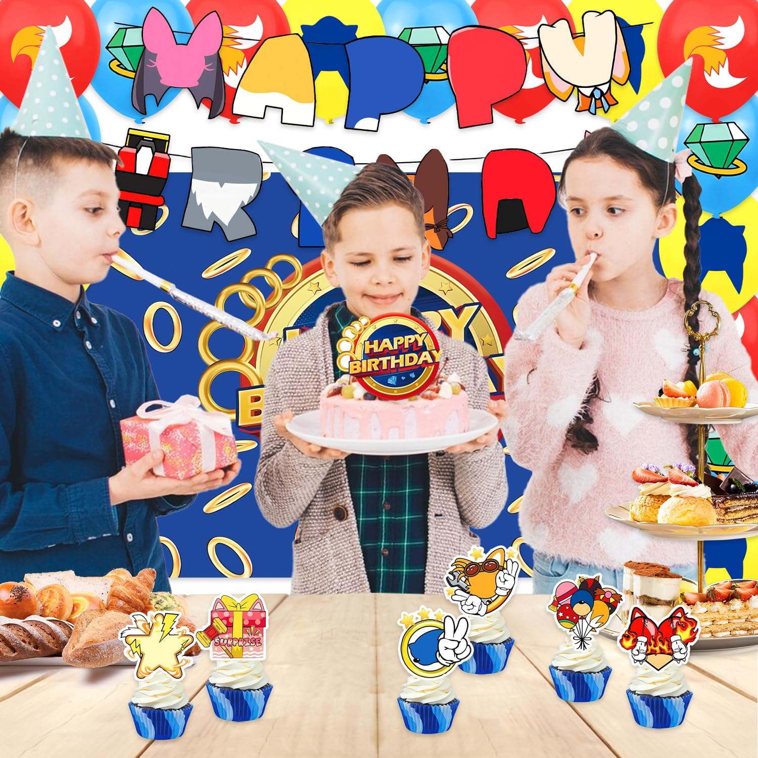 42Pcs Sonics Themed Party Supplies Pack