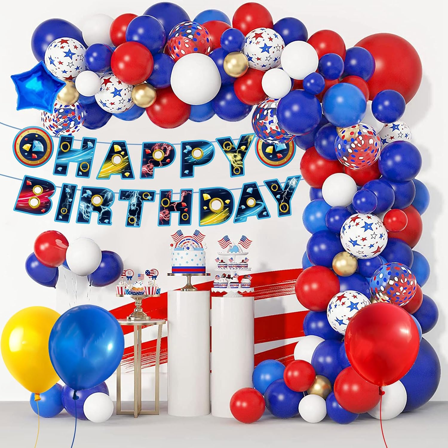 Blue Hedgehog Birthday Banner Preloaded and Ready to Hang