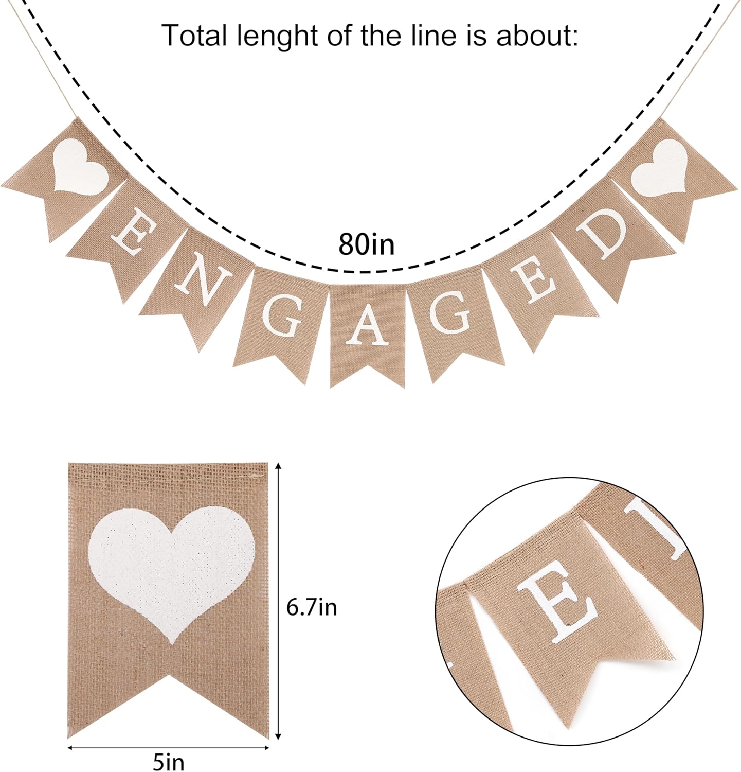 Rustic Engagement Burlap Banner for Bridal Shower