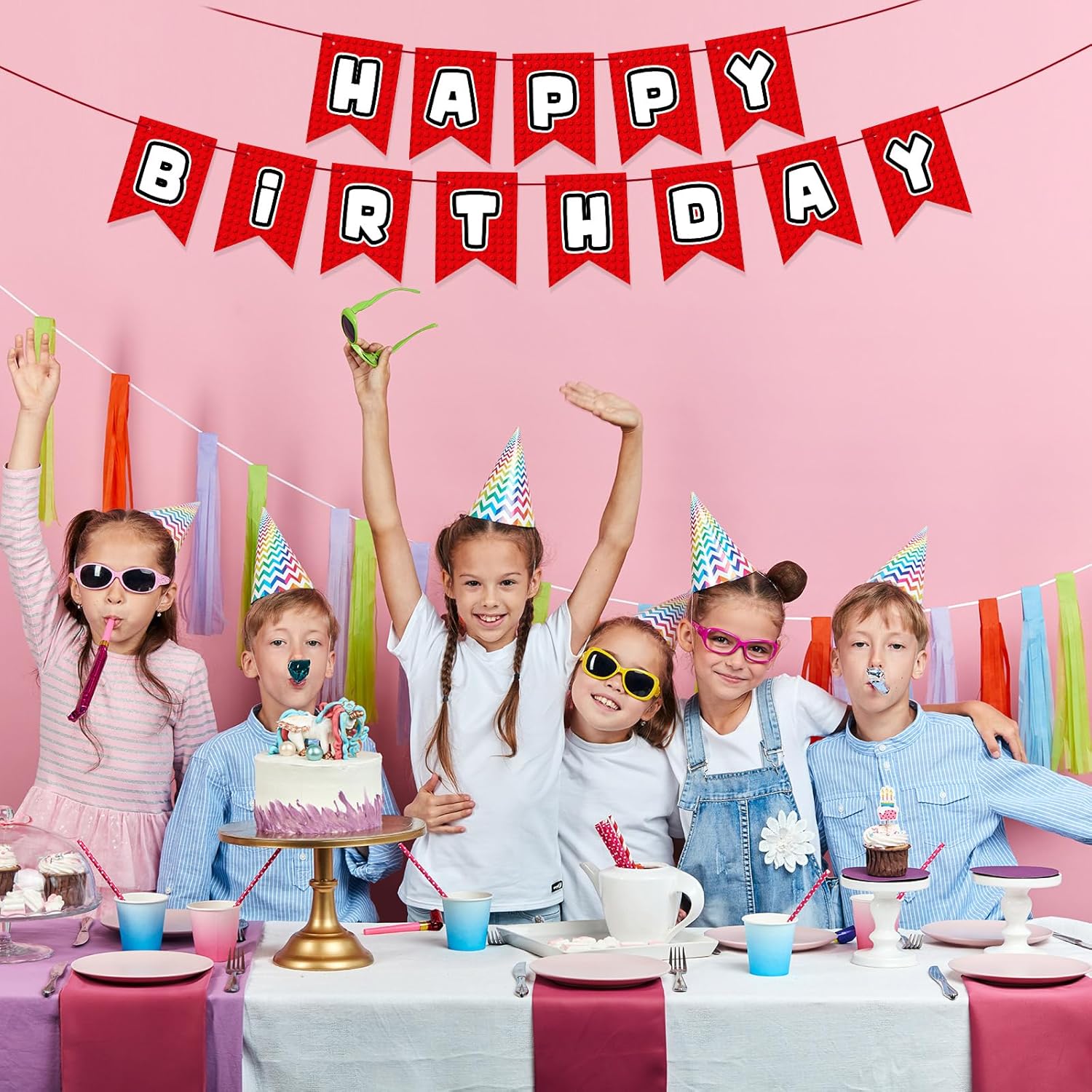 Oudain Pre-Strung Happy Birthday Banner for Kids