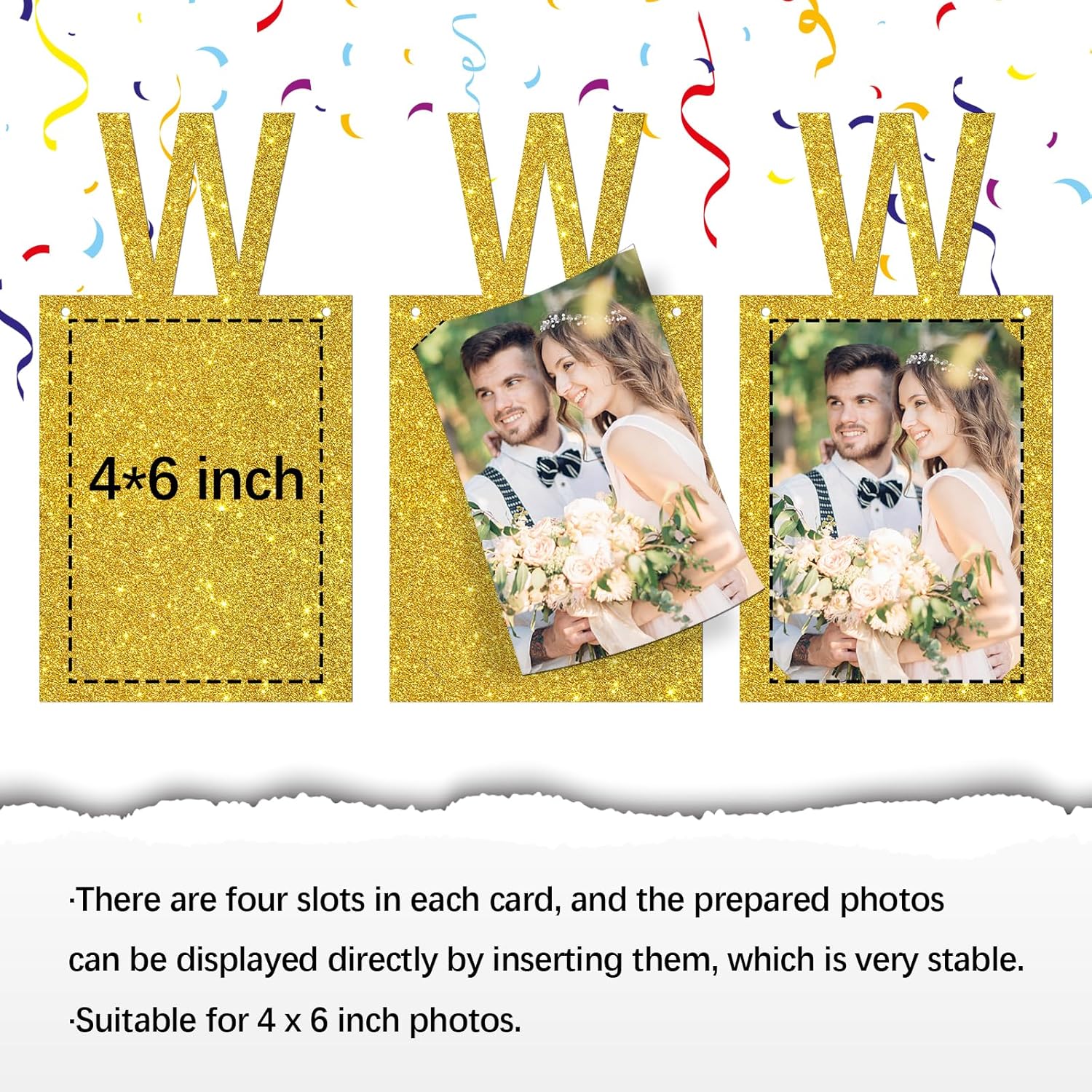 INNORU Engagement Photo Banner with Gold Glitter Letters