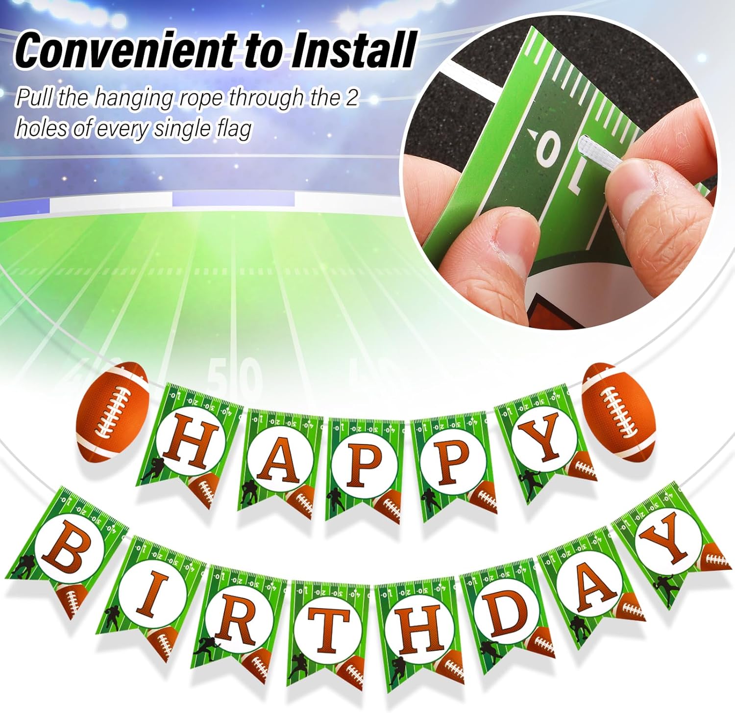 Grevosea Football Birthday Banner Party Decorations