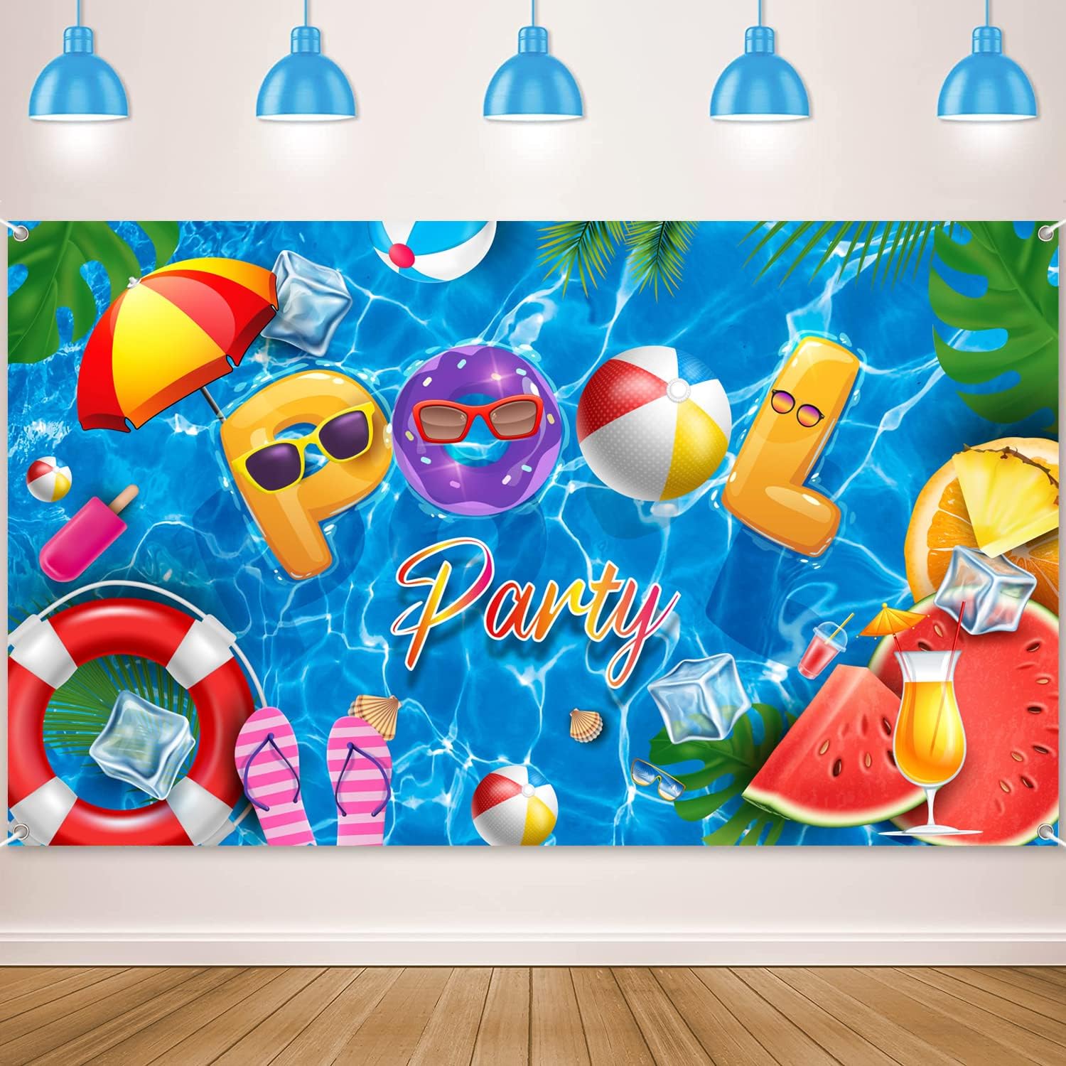 Swimming Pool Party Backdrop Banner for Decorations and Photography