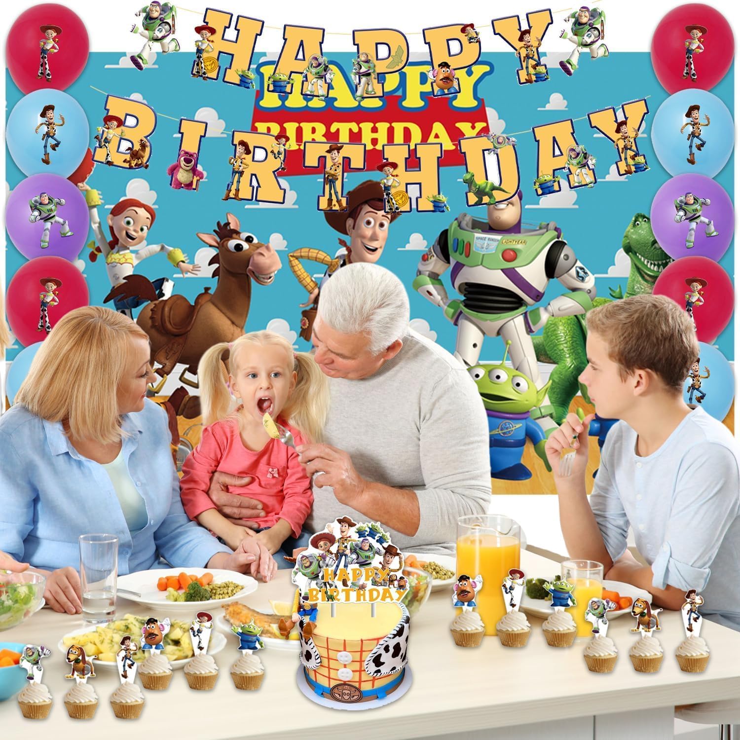42Pack Toy Story Birthday Supplies Includes Banner Cake Topper Balloons