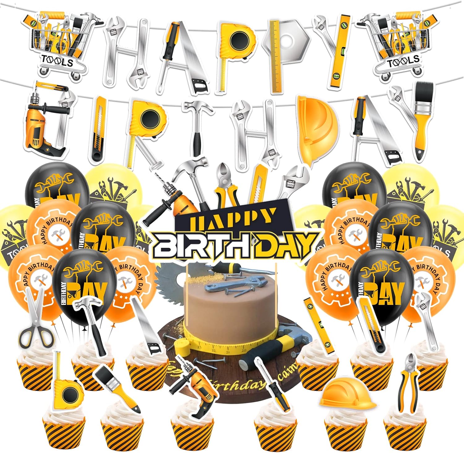 Tools Themed Birthday Party Decorations Kit