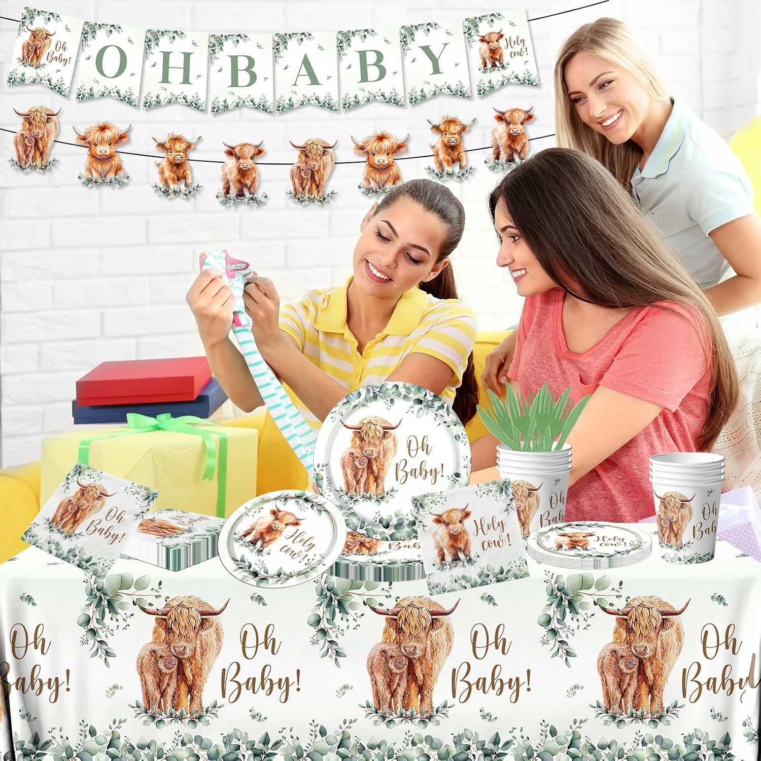 Highland Cow Birthday Decorations 142Pcs Party Set