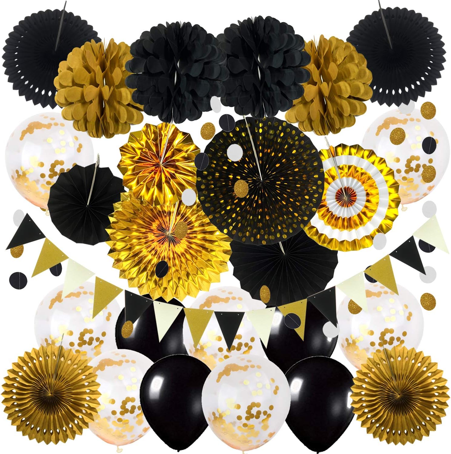 ZERODECO Black and Gold Party Decor Kit