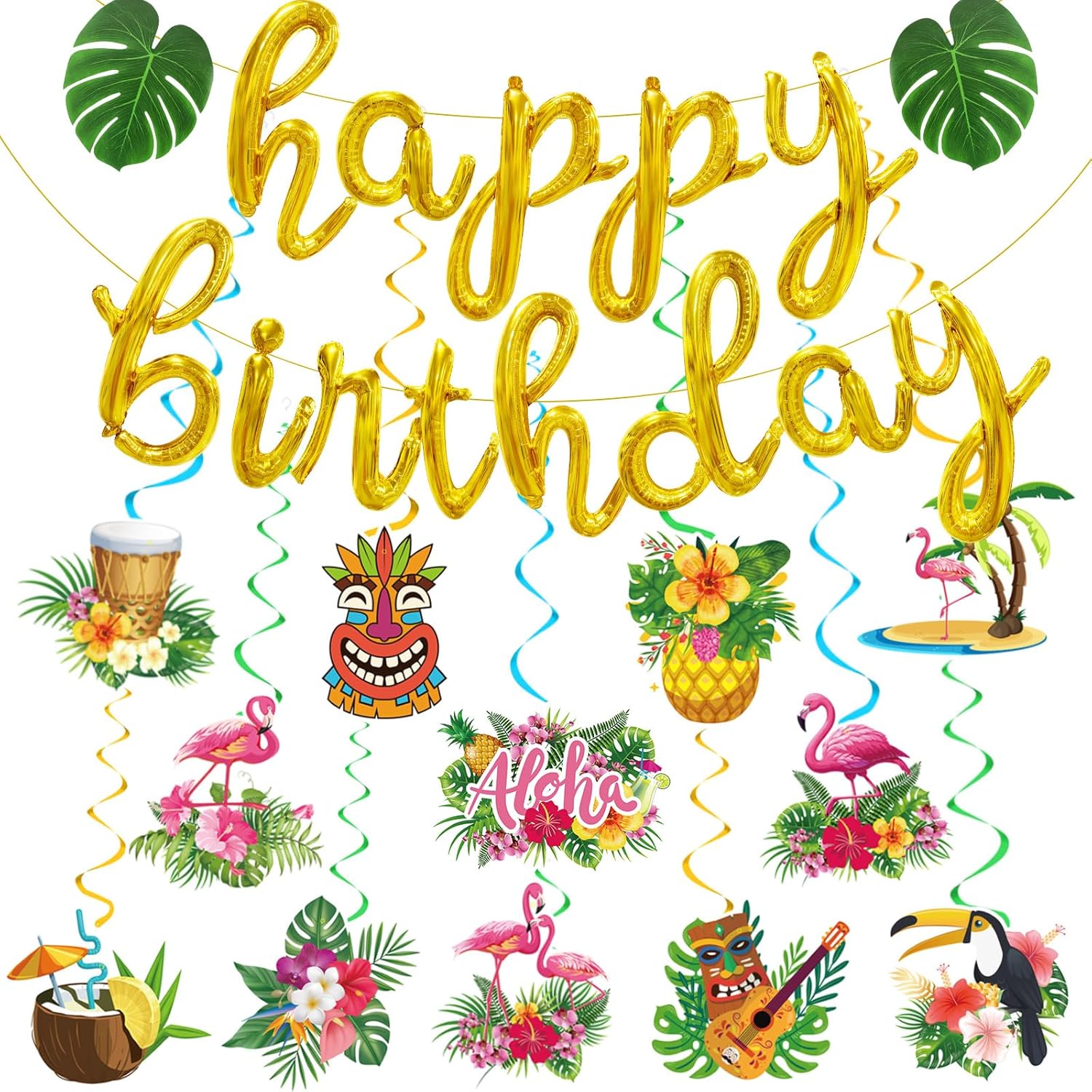 27pcs Tropical Luau Birthday Party Decorations