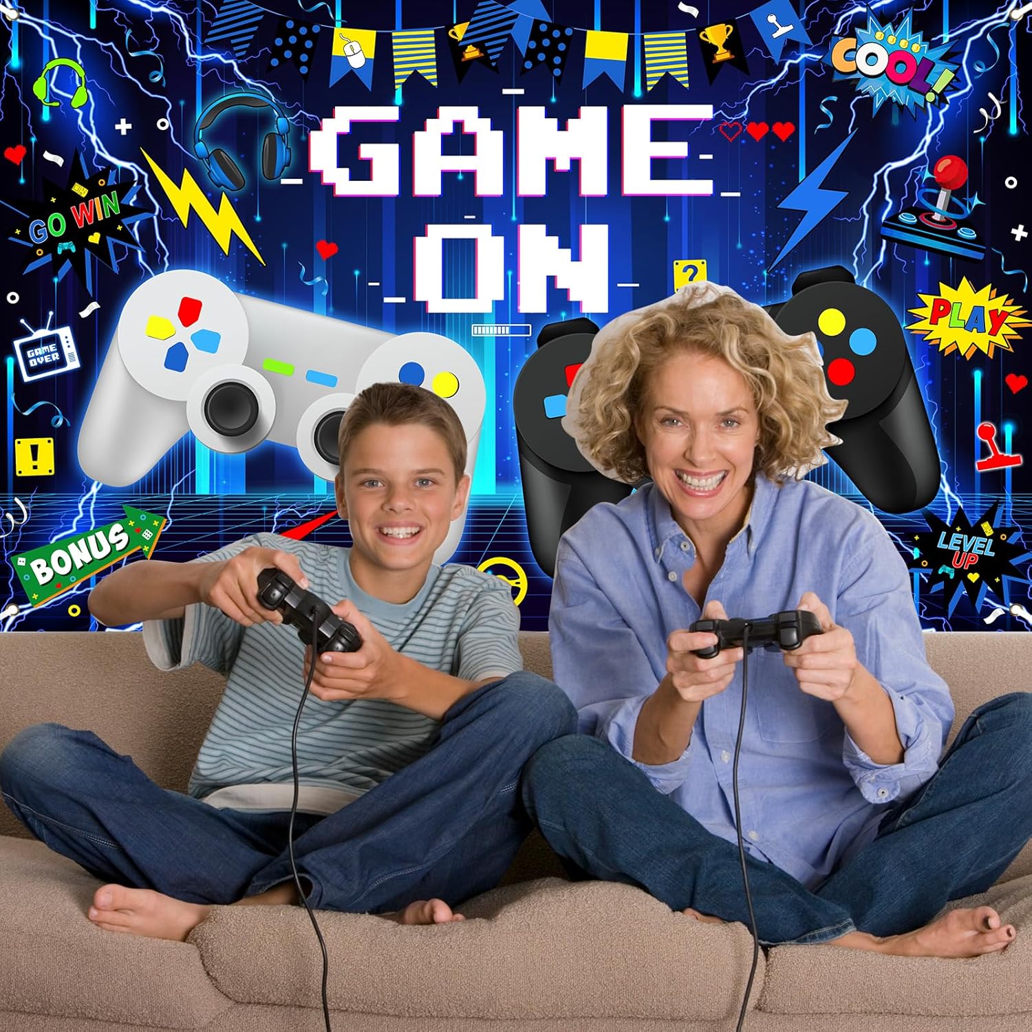 Avezano Video Game Birthday Party Banner for Kids 6x36 ft
