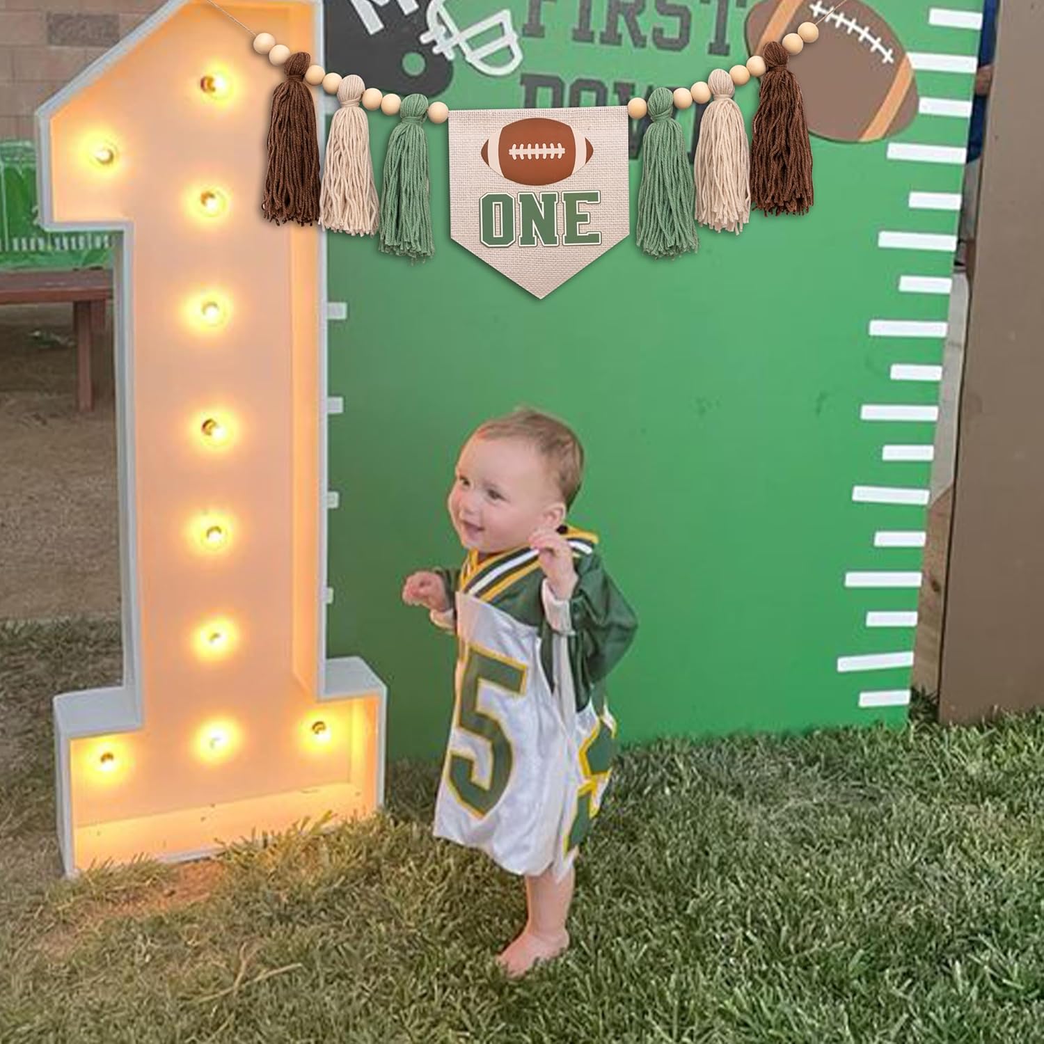 First Birthday High Chair Football Banner