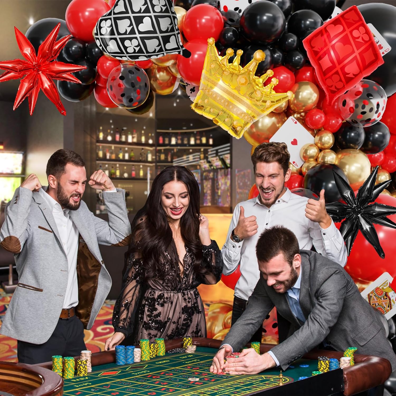 144PCS Casino Dice Favor Boxes Balloon Kit Party Decorations