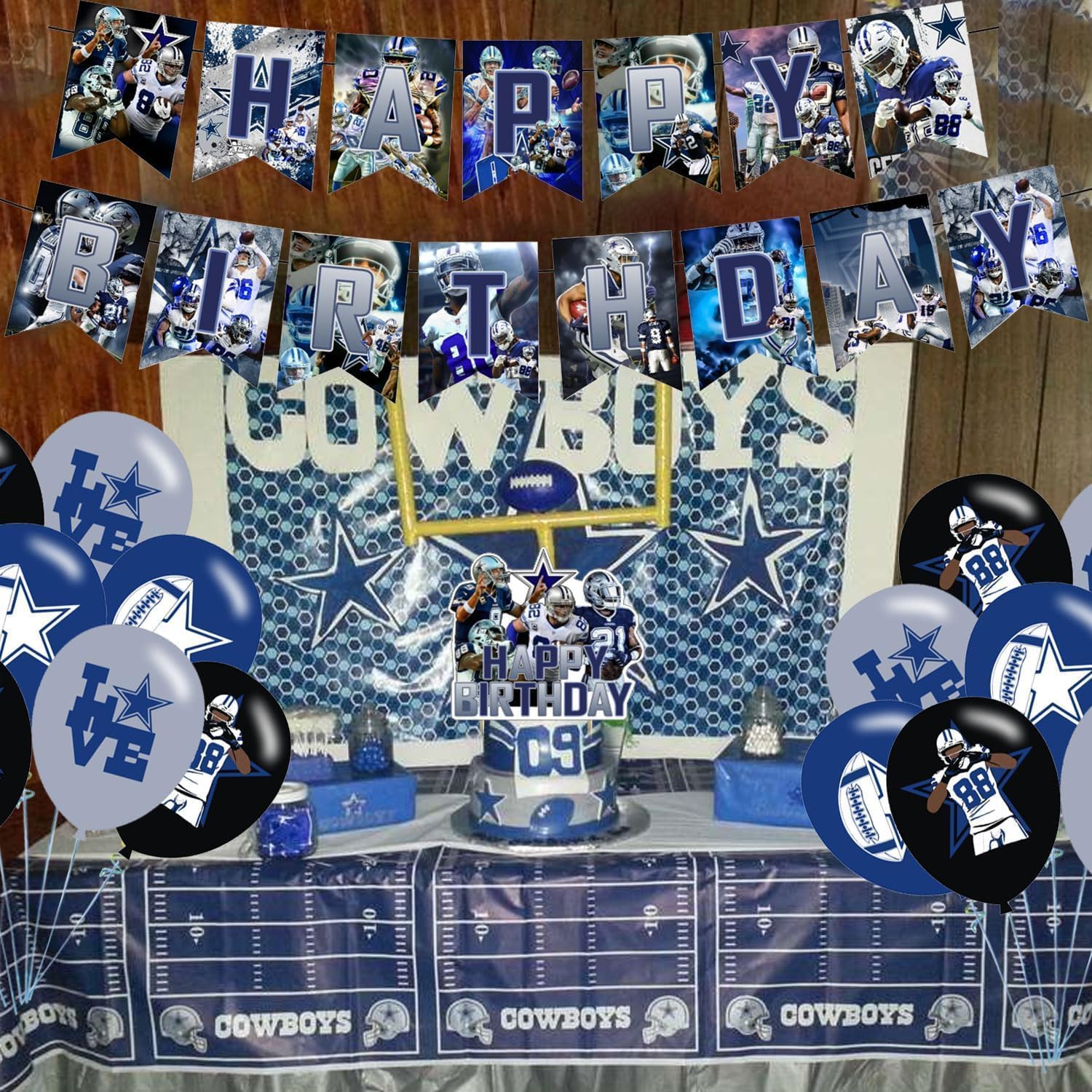 Cowboys Party Supplies Set with Banner Balloons and Cake Toppers