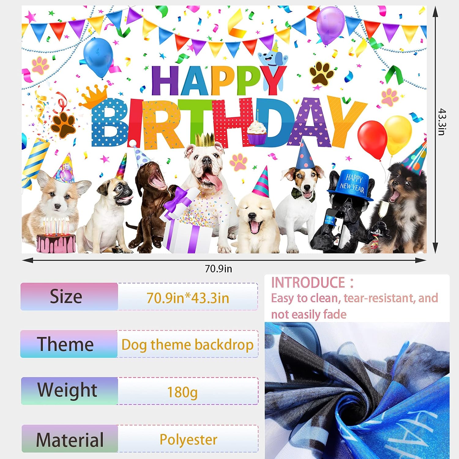 Tatuo Dog Happy Birthday Backdrop Banner