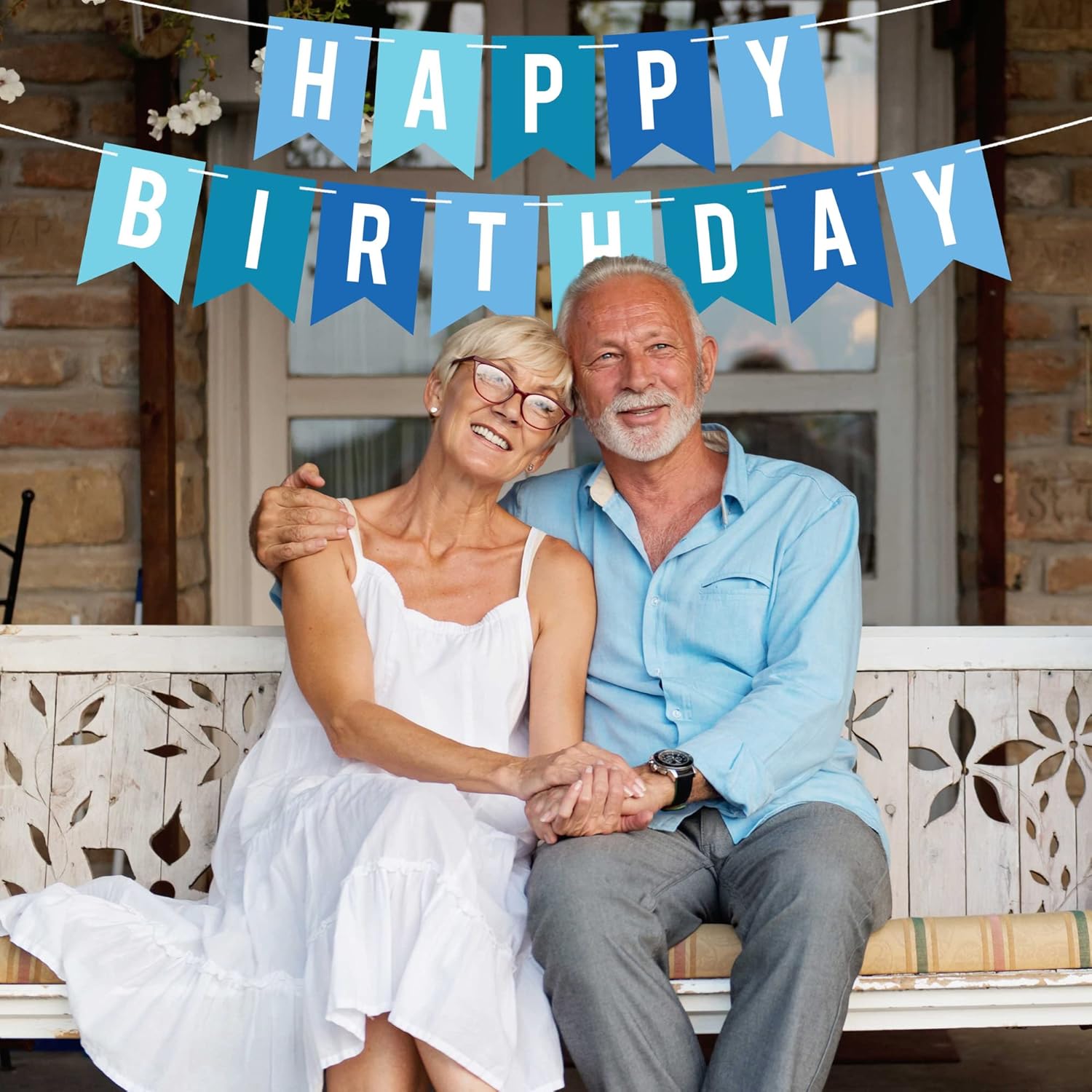 Pre-strung Happy Birthday Banner Blue